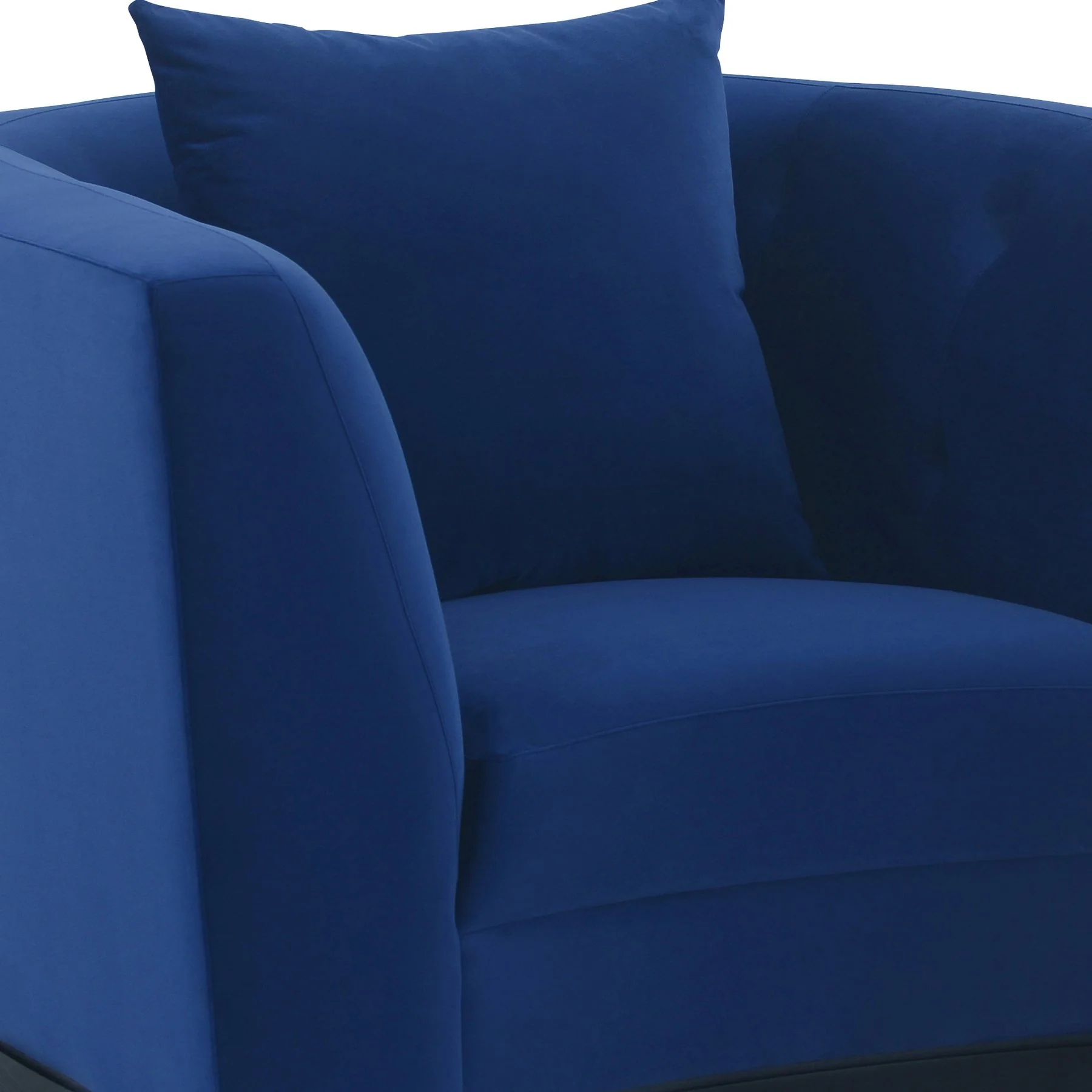 Melange Blue Velvet Upholstered Accent Chair with Black Wood Base - Image 4