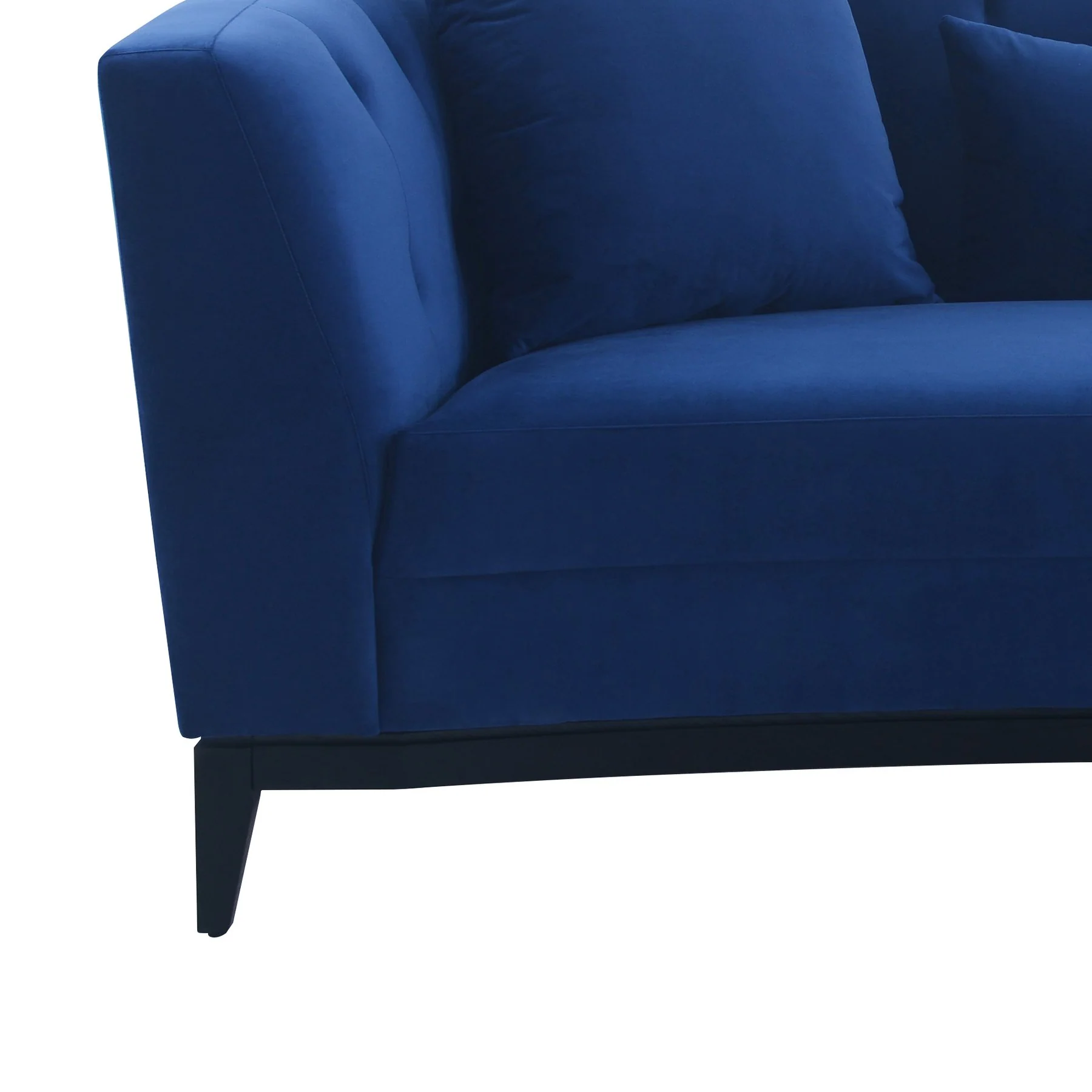 Melange Blue Velvet Upholstered Loveseat with Black Wood Base - Image 5
