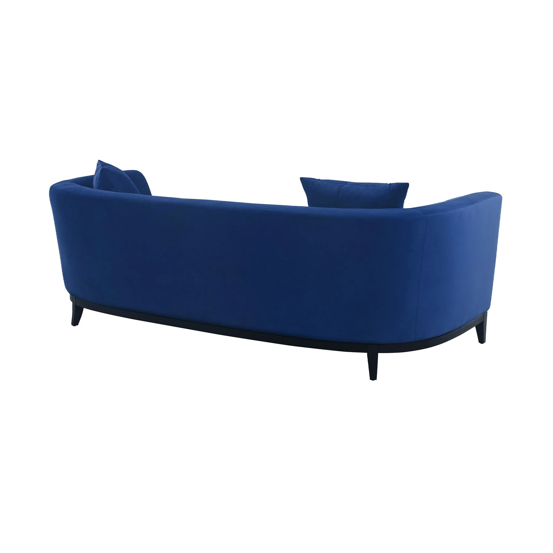 Melange Blue Velvet Upholstered Sofa with Black Wood Base - Image 3