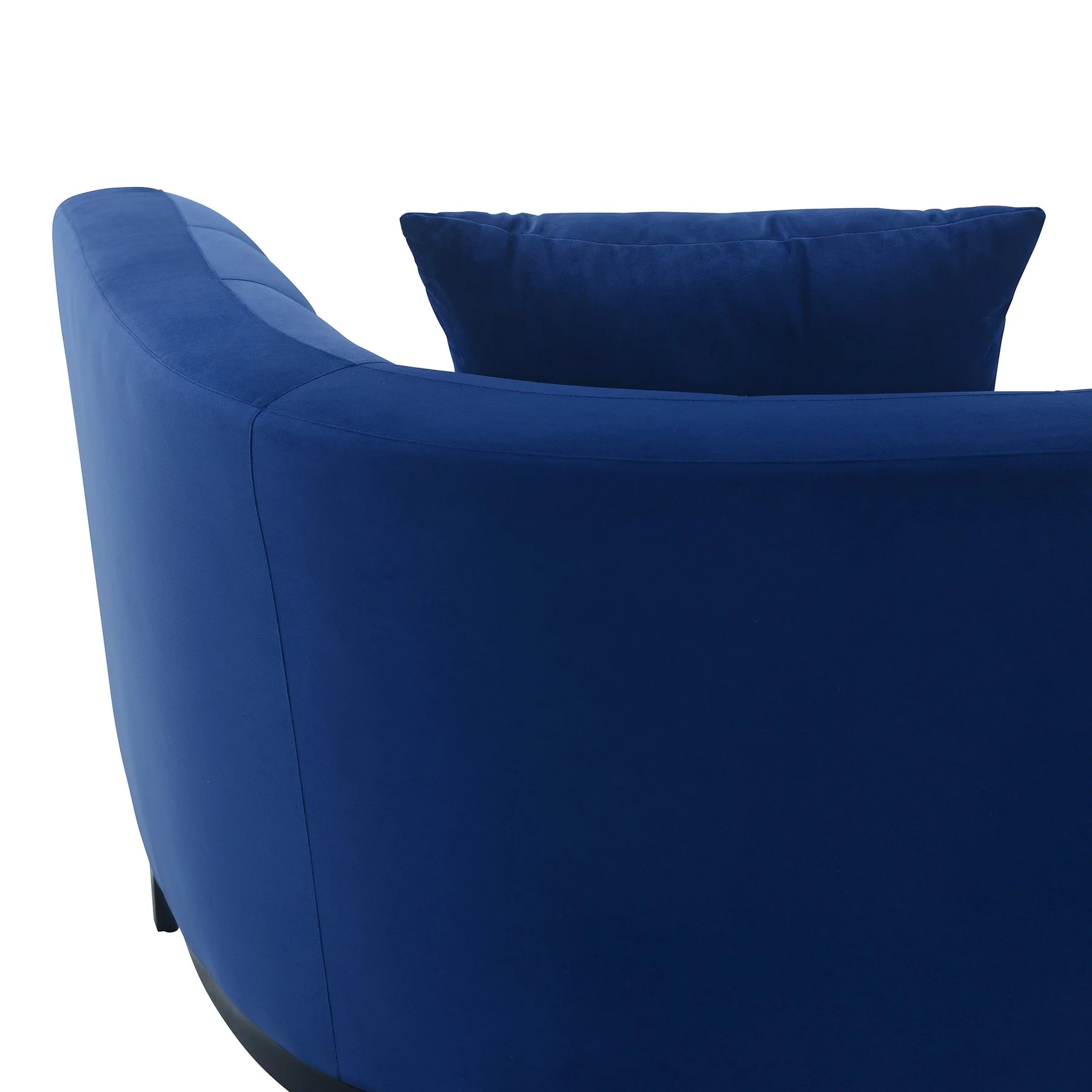 Melange Blue Velvet Upholstered Sofa with Black Wood Base - Image 6