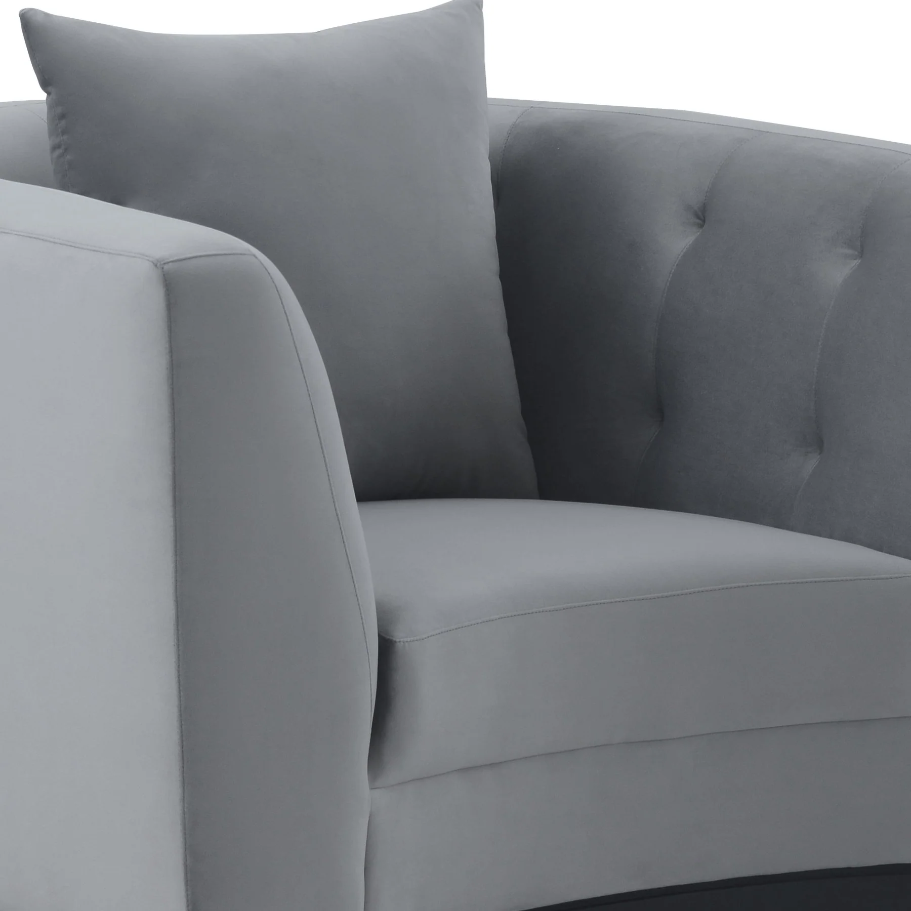 Melange Gray Velvet Accent Chair with Black Wood Base - Image 4