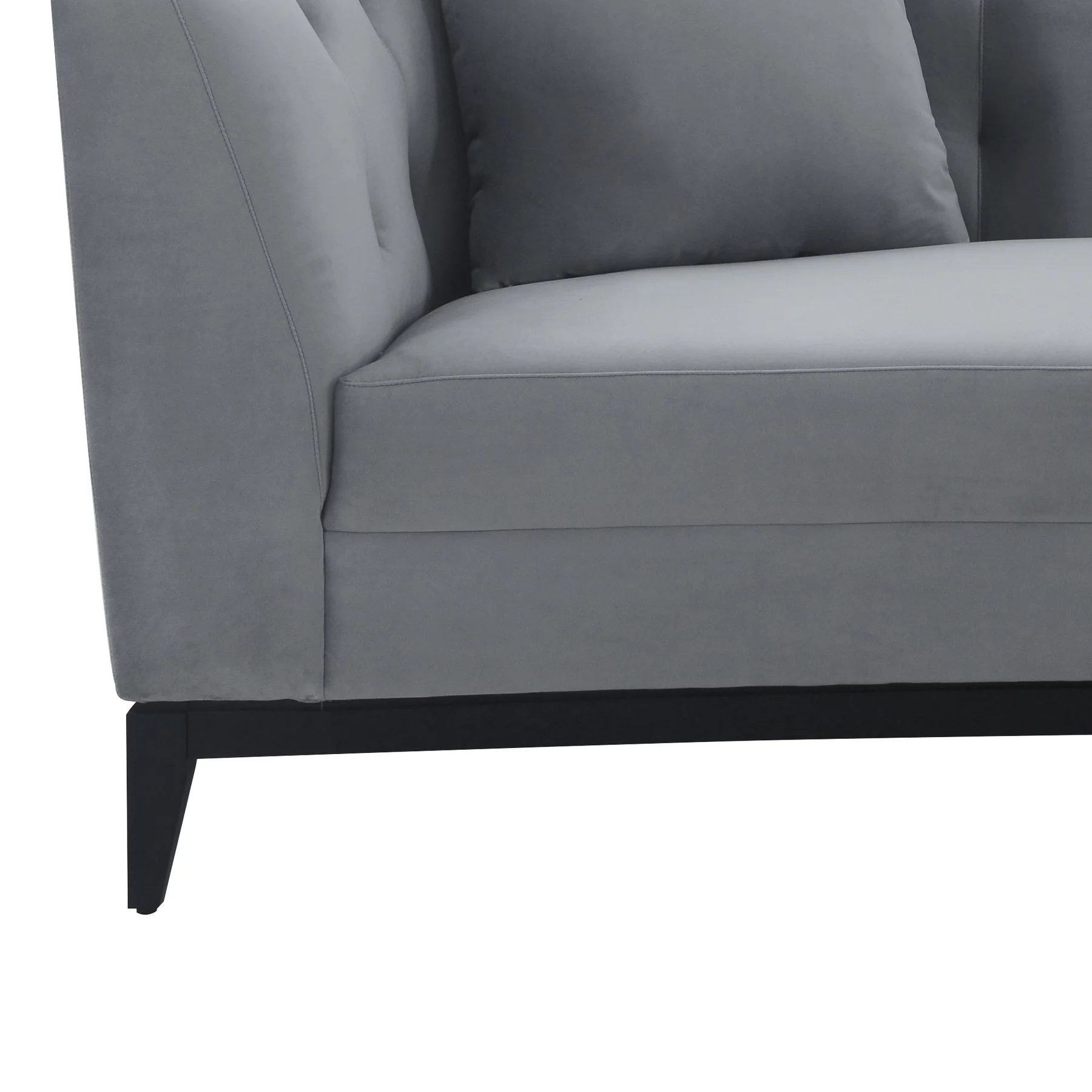 Melange Gray Velvet Sofa with Black Wood Base - Image 6