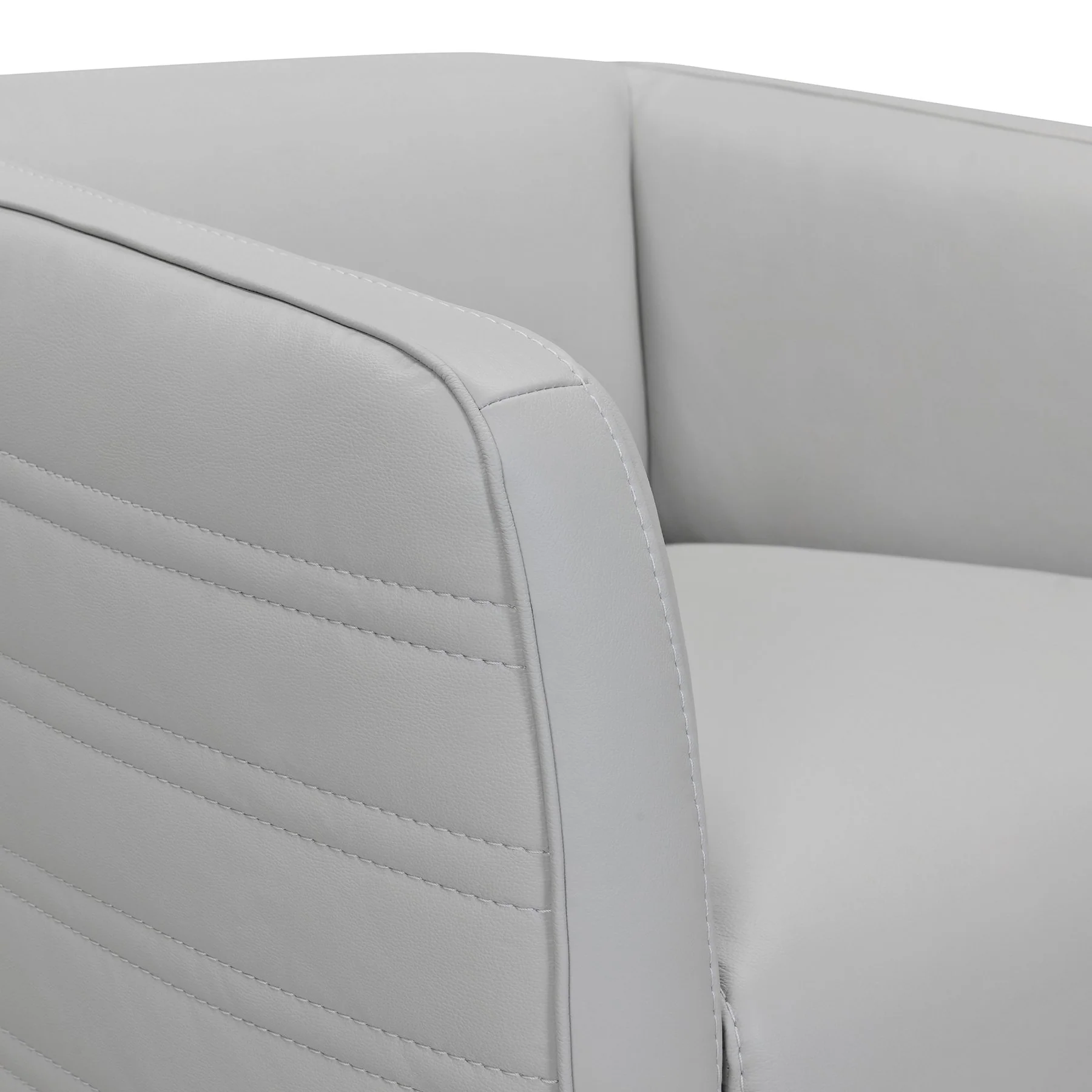 Melanie Swivel Dove Gray Genuine Leather Barrel Chair - Image 4