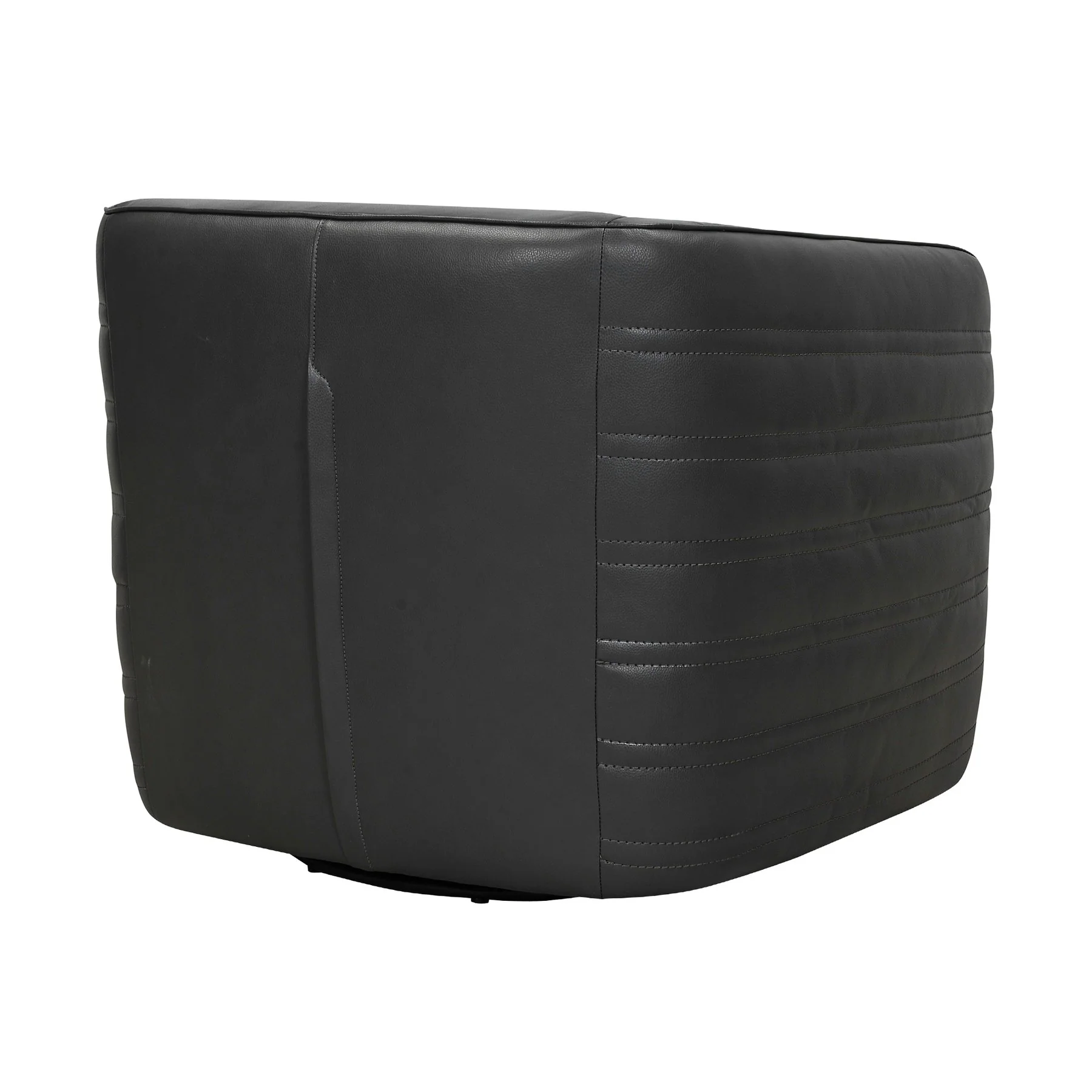 Melanie Swivel Pewter Genuine Leather Barrel Chair - Image 3