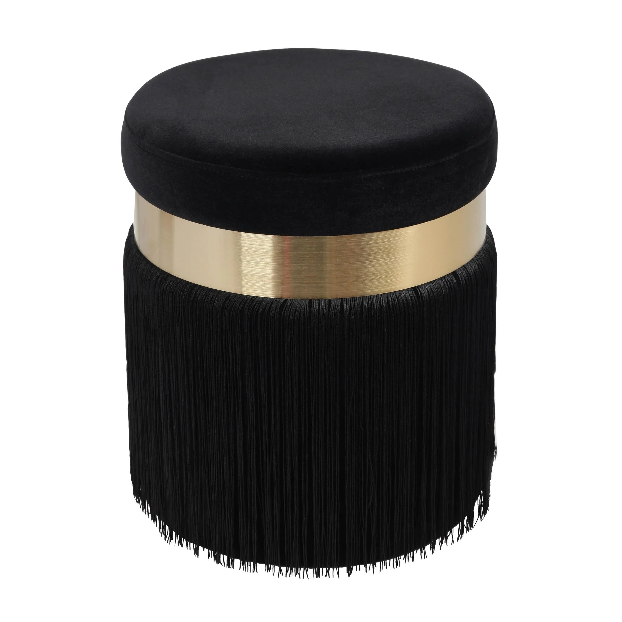 Melody Black Tasseled Ottoman - Image 3