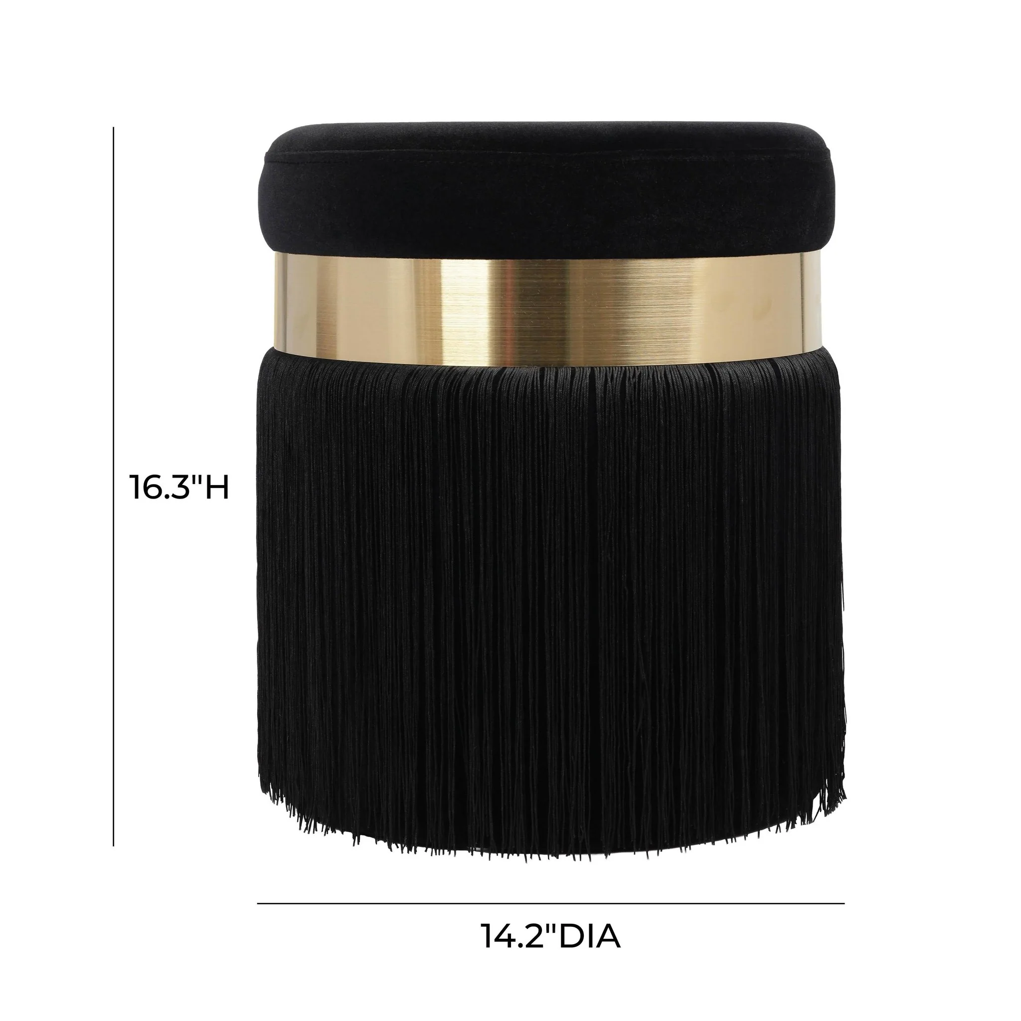 Melody Black Tasseled Ottoman - Image 5