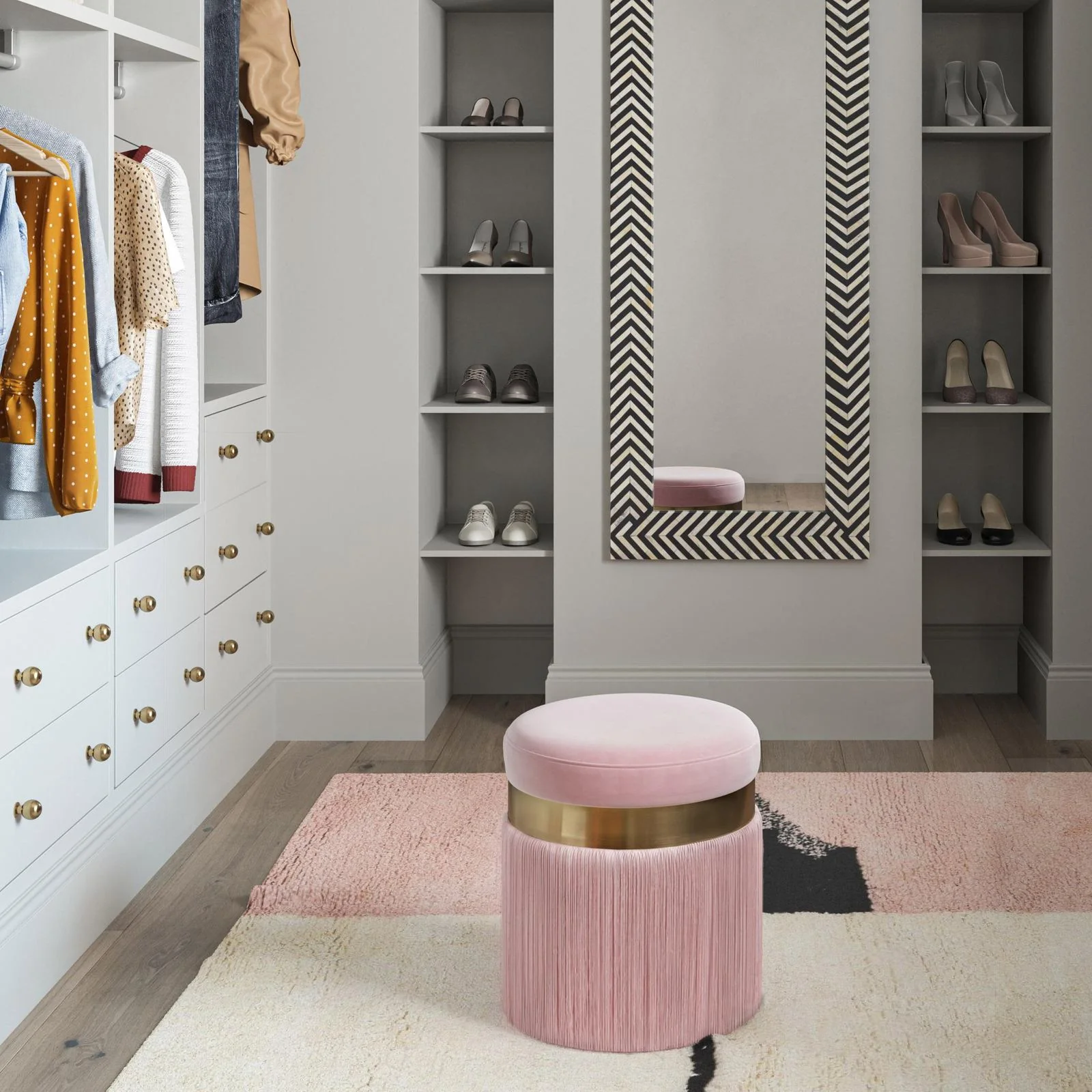 Melody Blush Tasseled Ottoman - Image 6