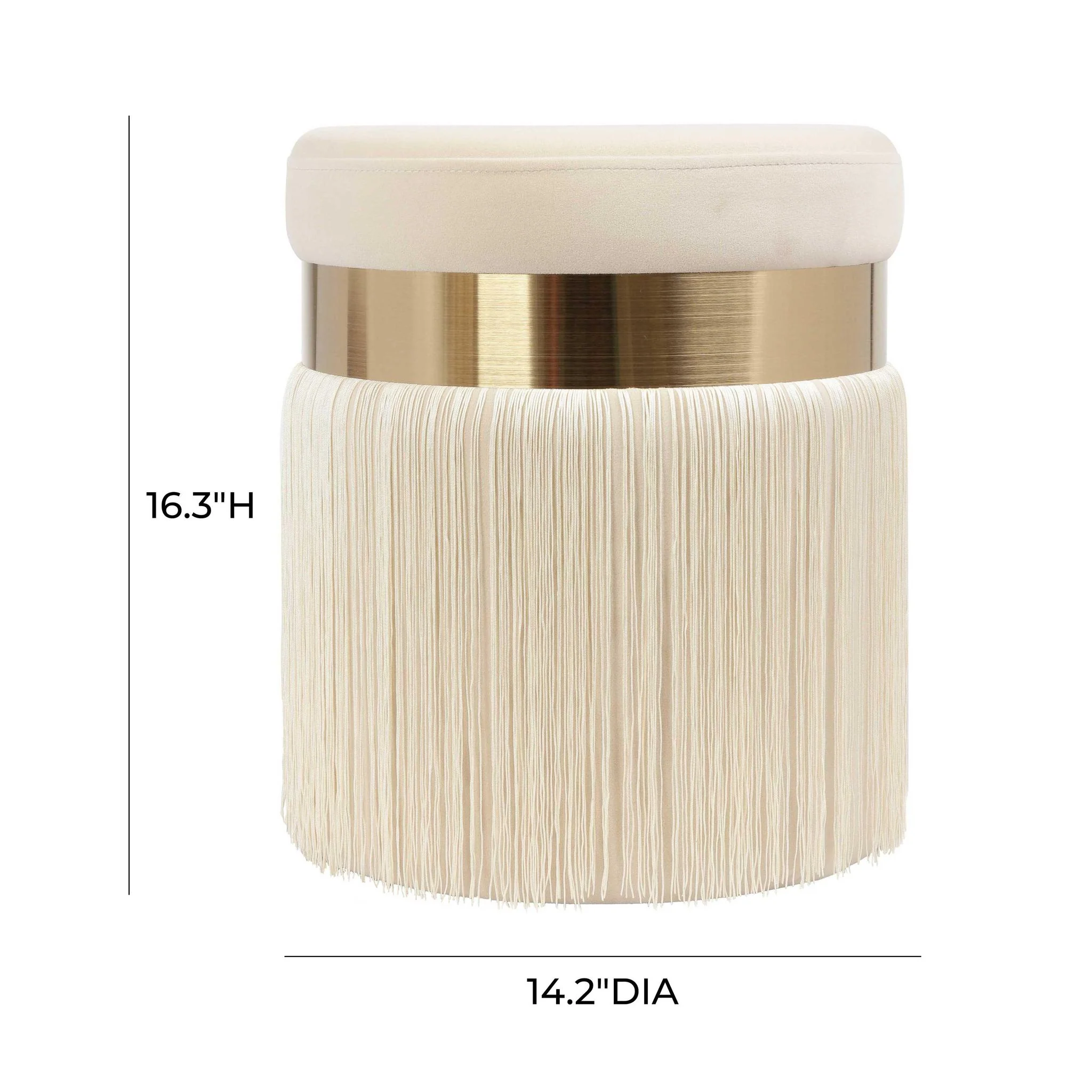 Melody Cream Tasseled Ottoman - Image 5