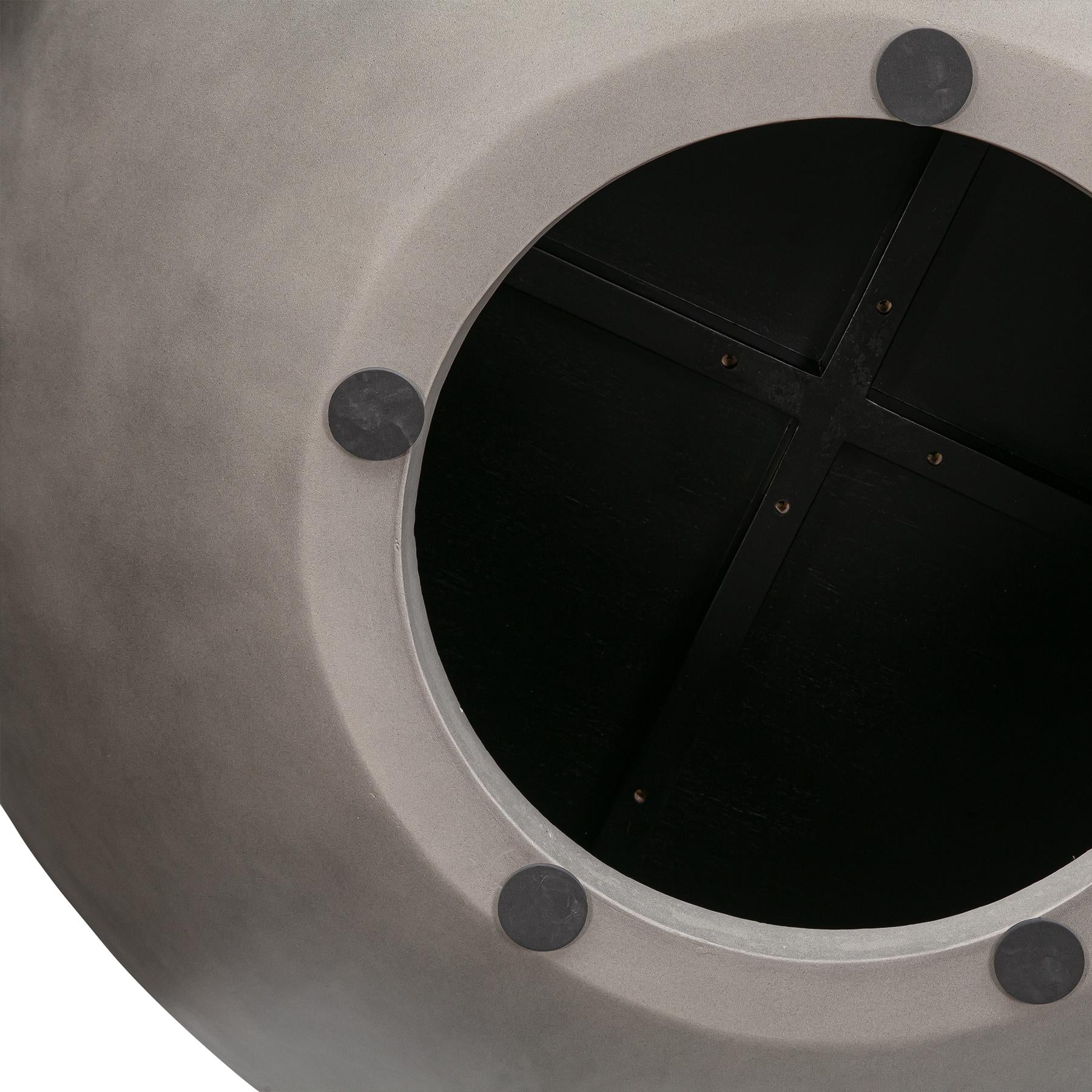 Melody Round Coffee Table in Concrete and Black Brushed Oak - Image 4