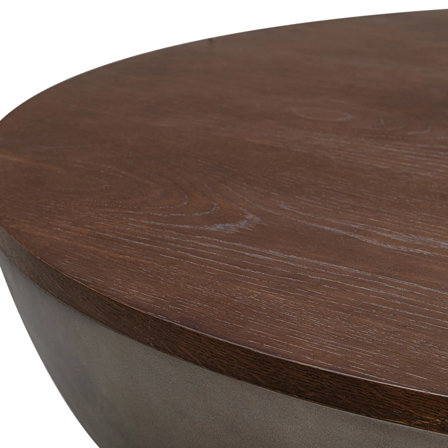 Melody Round Coffee Table in Concrete and Brown Brushed Oak - Image 2