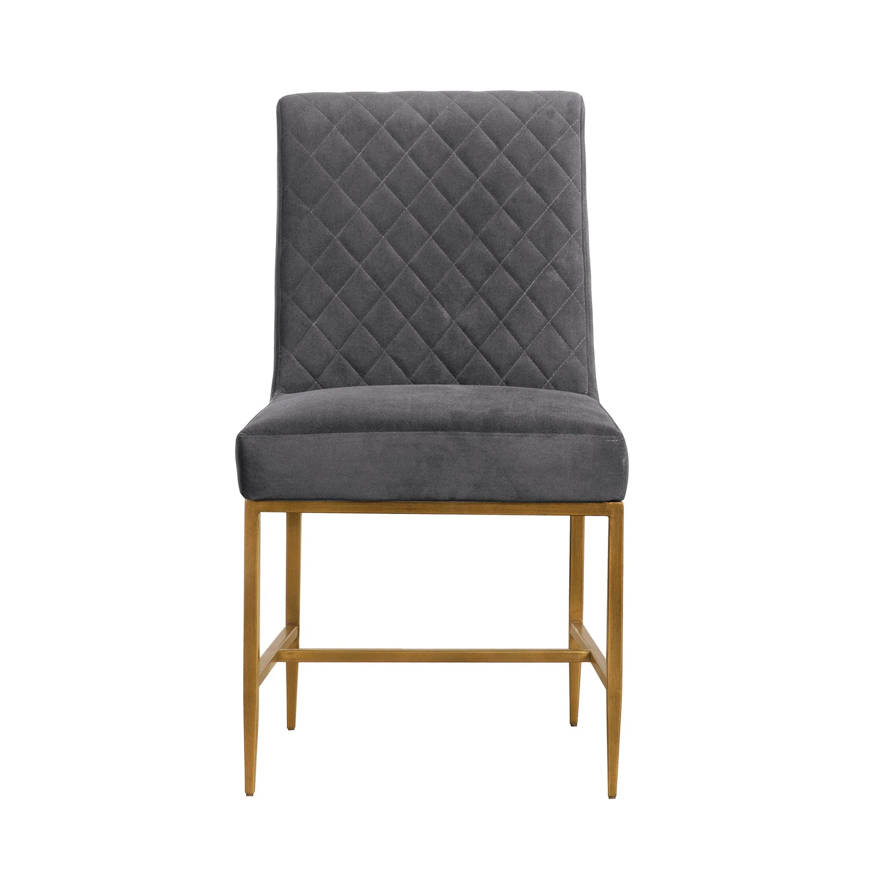 Memphis Gray Velvet and Antique Brass Accent Dining Chair- Set of 2 - Image 4