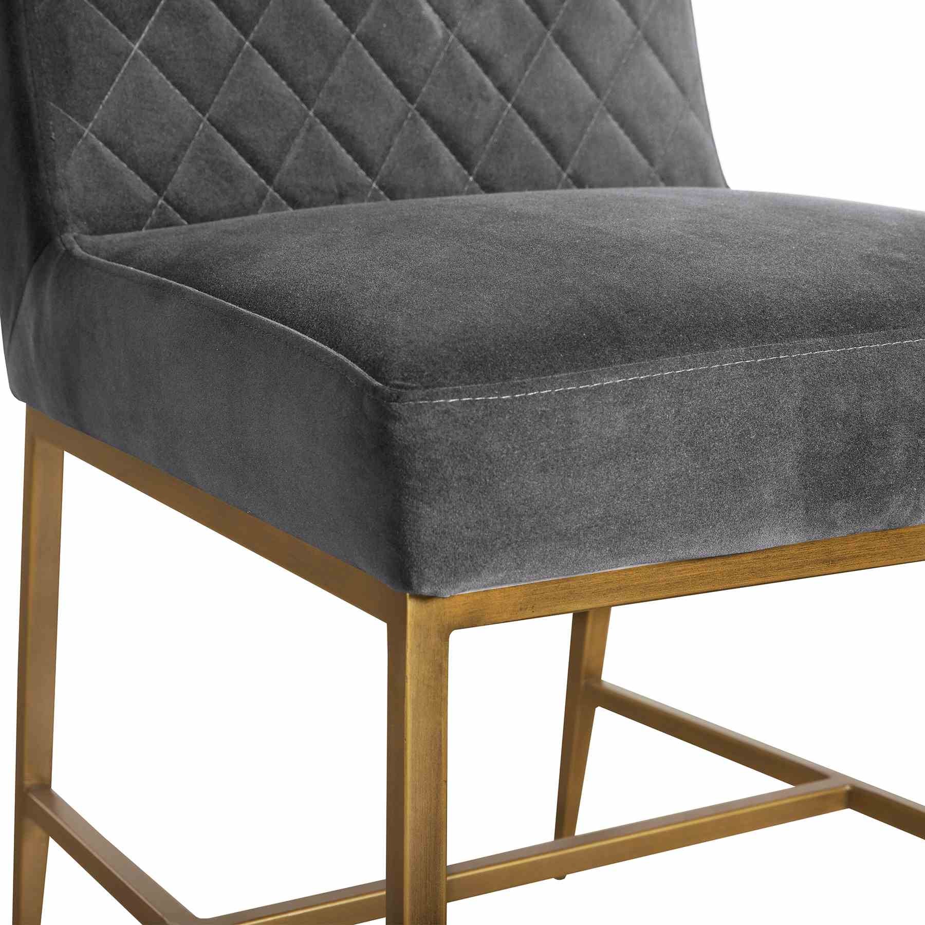Memphis Gray Velvet and Antique Brass Accent Dining Chair- Set of 2 - Image 5
