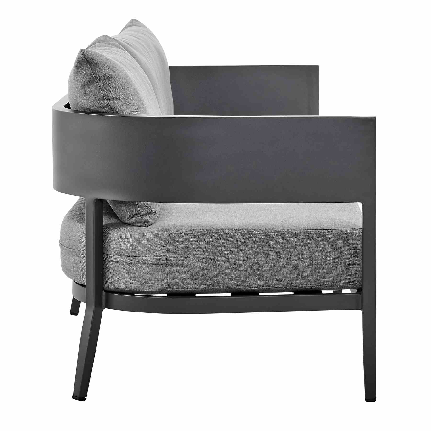 Menorca 4 Piece Outdoor Dark Gray Aluminum & Fabric Outdoor Conversation Set - Image 3