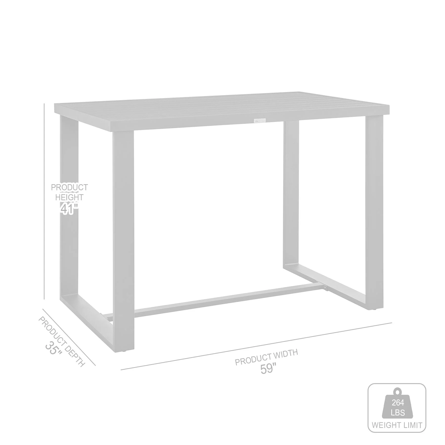 Menorca Outdoor Patio 5-Piece Bar Table Set in Aluminum with Gray Cushions - Image 10