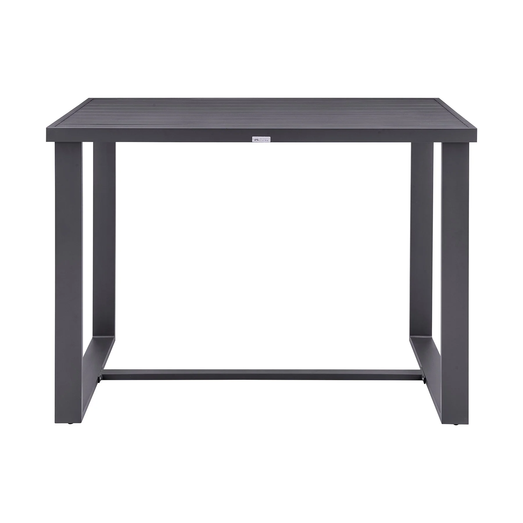 Menorca Outdoor Patio 5-Piece Bar Table Set in Aluminum with Gray Cushions - Image 4