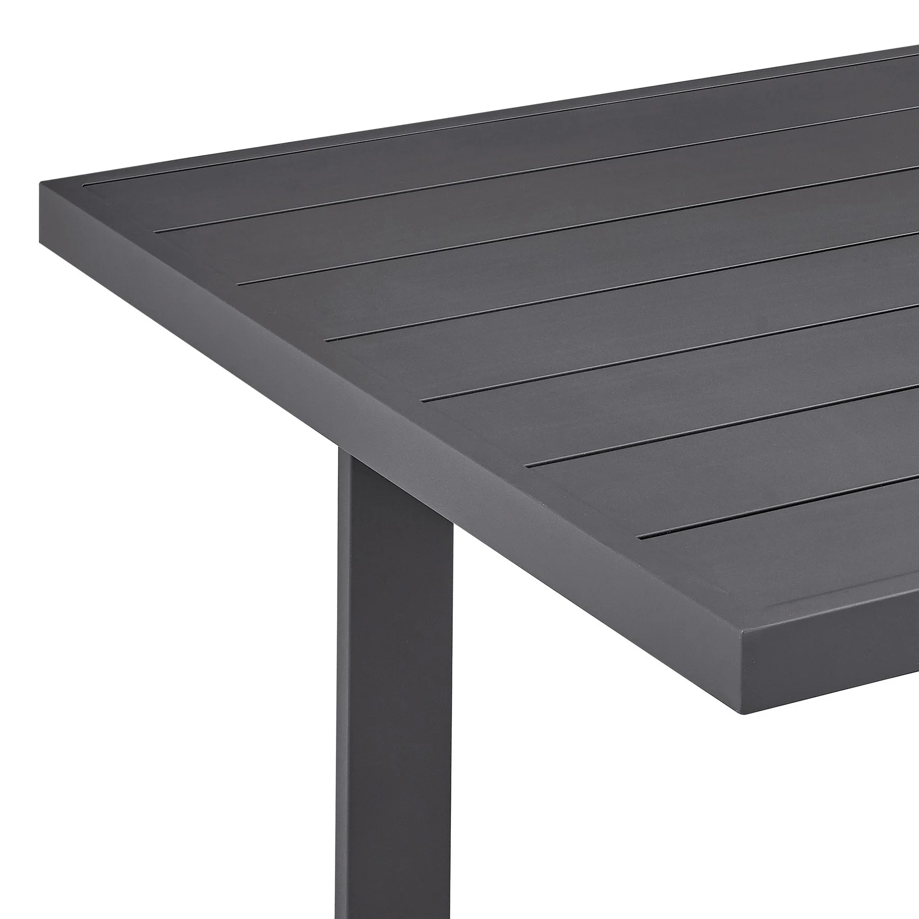 Menorca Outdoor Patio 5-Piece Dining Table Set in Aluminum with Gray Cushions - Image 7