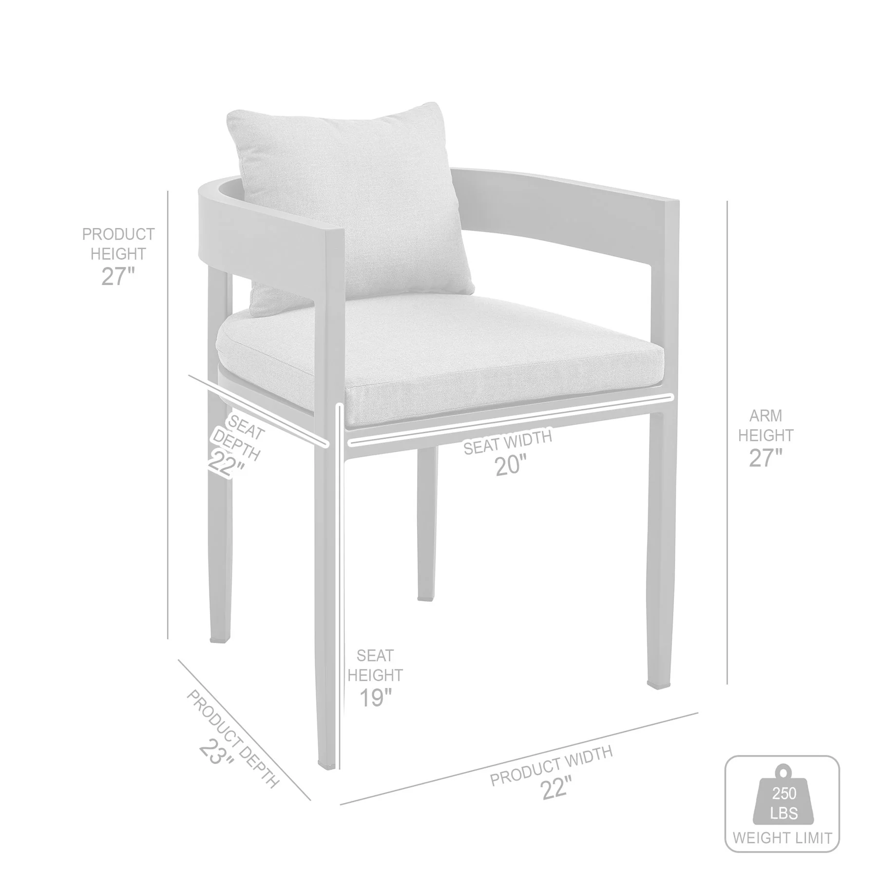 Menorca Outdoor Patio 7-Piece Dining Table Set in Aluminum with Gray Cushions - Image 10
