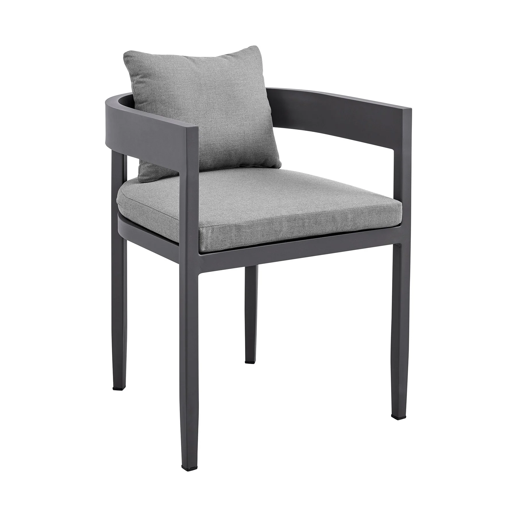 Menorca Outdoor Patio 7-Piece Dining Table Set in Aluminum with Gray Cushions - Image 2