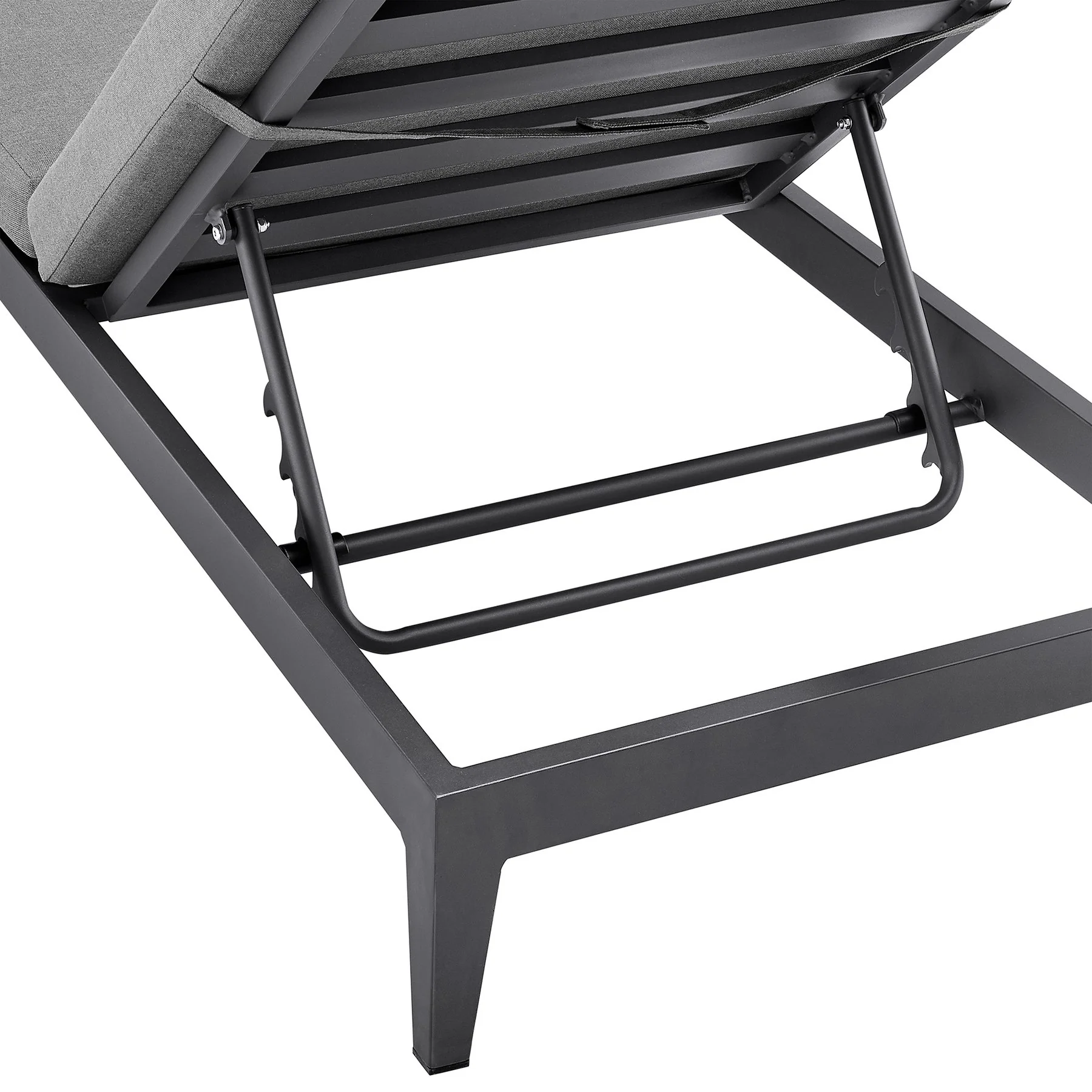 Menorca Outdoor Patio Adjustable Chaise Lounge Chair in Aluminum with Gray Cushions - Image 7