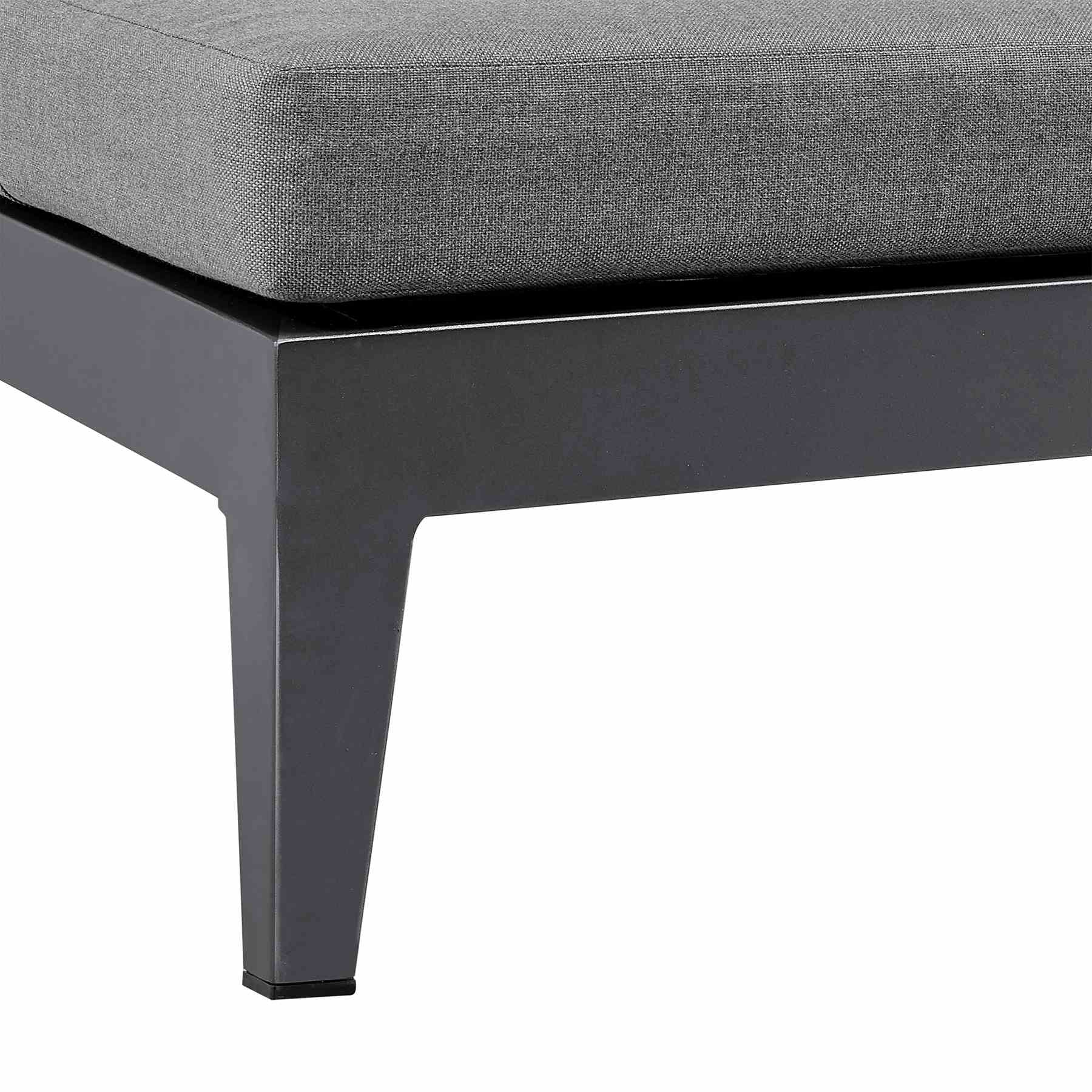 Menorca Outdoor Patio Adjustable Chaise Lounge Chair in Aluminum with Gray Cushions - Image 8