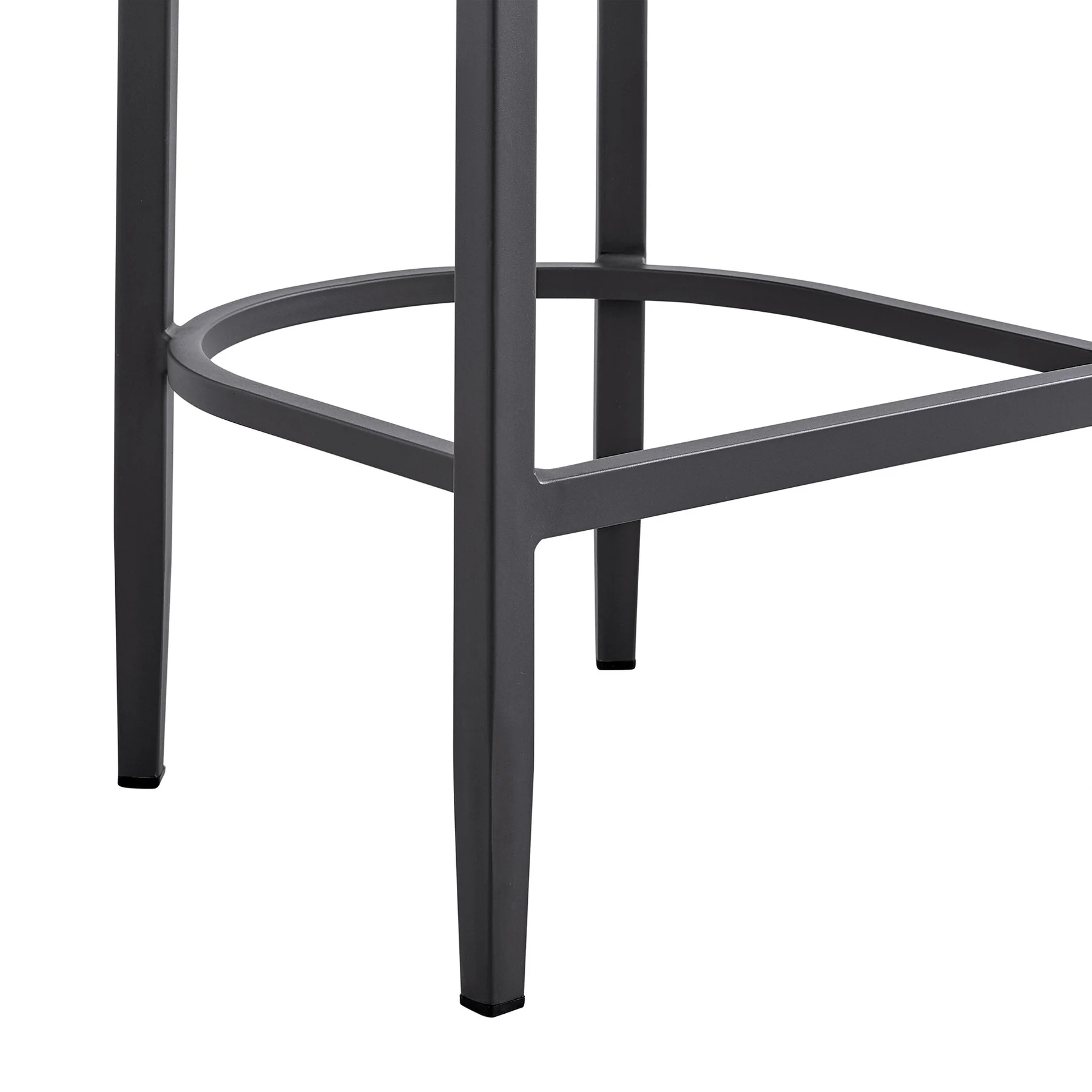 Menorca Outdoor Patio Bar Stool in Aluminum with Gray Cushions - Image 7
