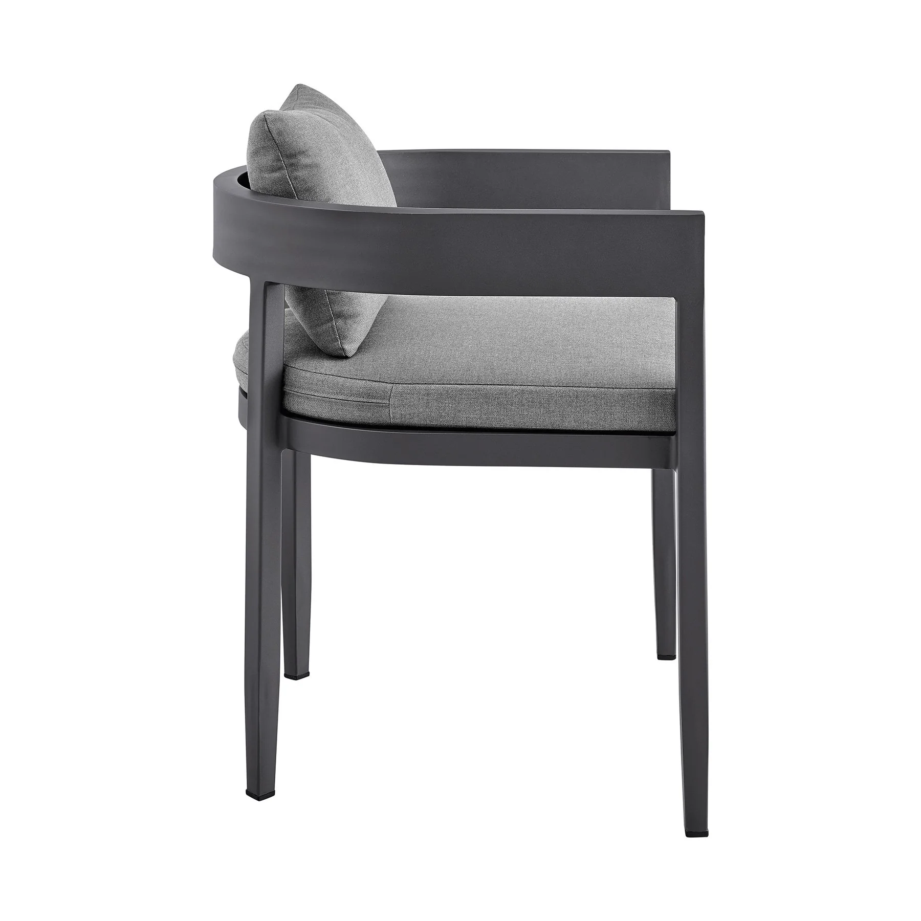 Menorca Outdoor Patio Dining Chairs in Aluminum with Gray Cushions - Set of 2 - Image 4