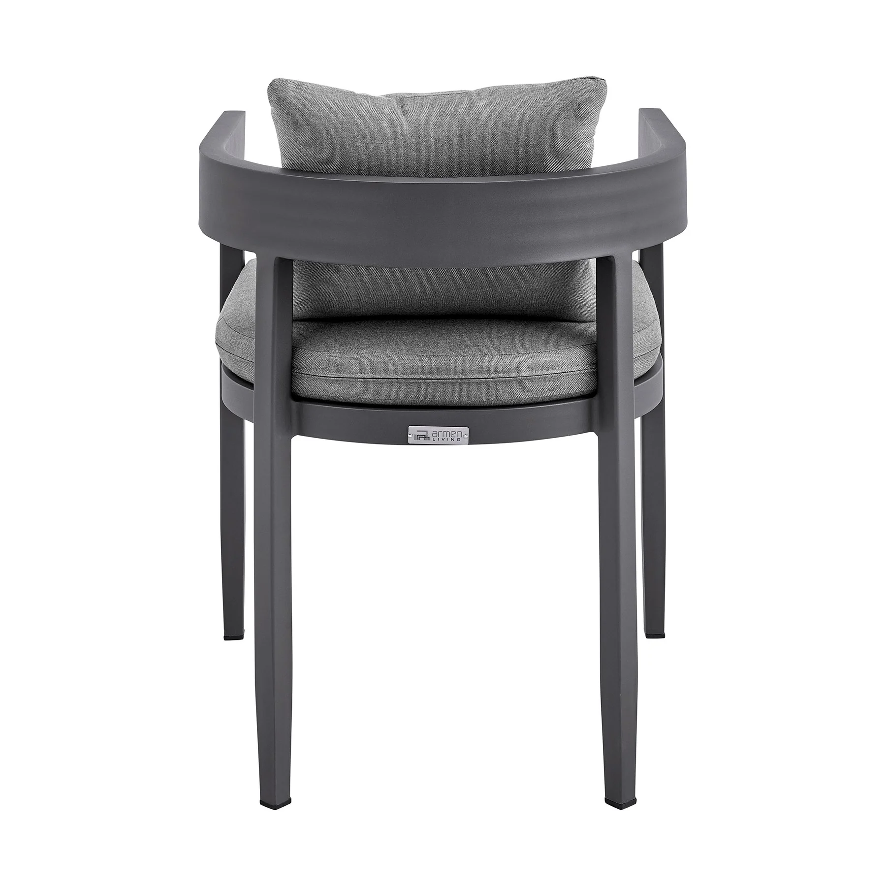 Menorca Outdoor Patio Dining Chairs in Aluminum with Gray Cushions - Set of 2 - Image 6