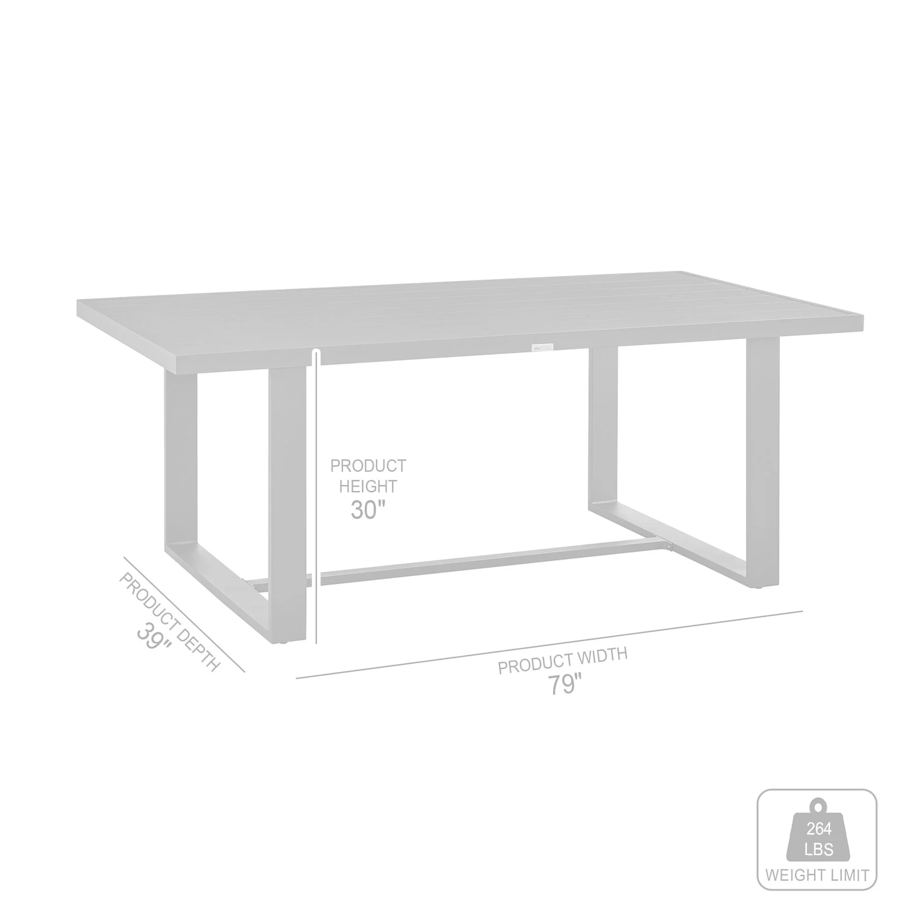 Menorca Outdoor Patio Dining Table in Aluminum - Image 5