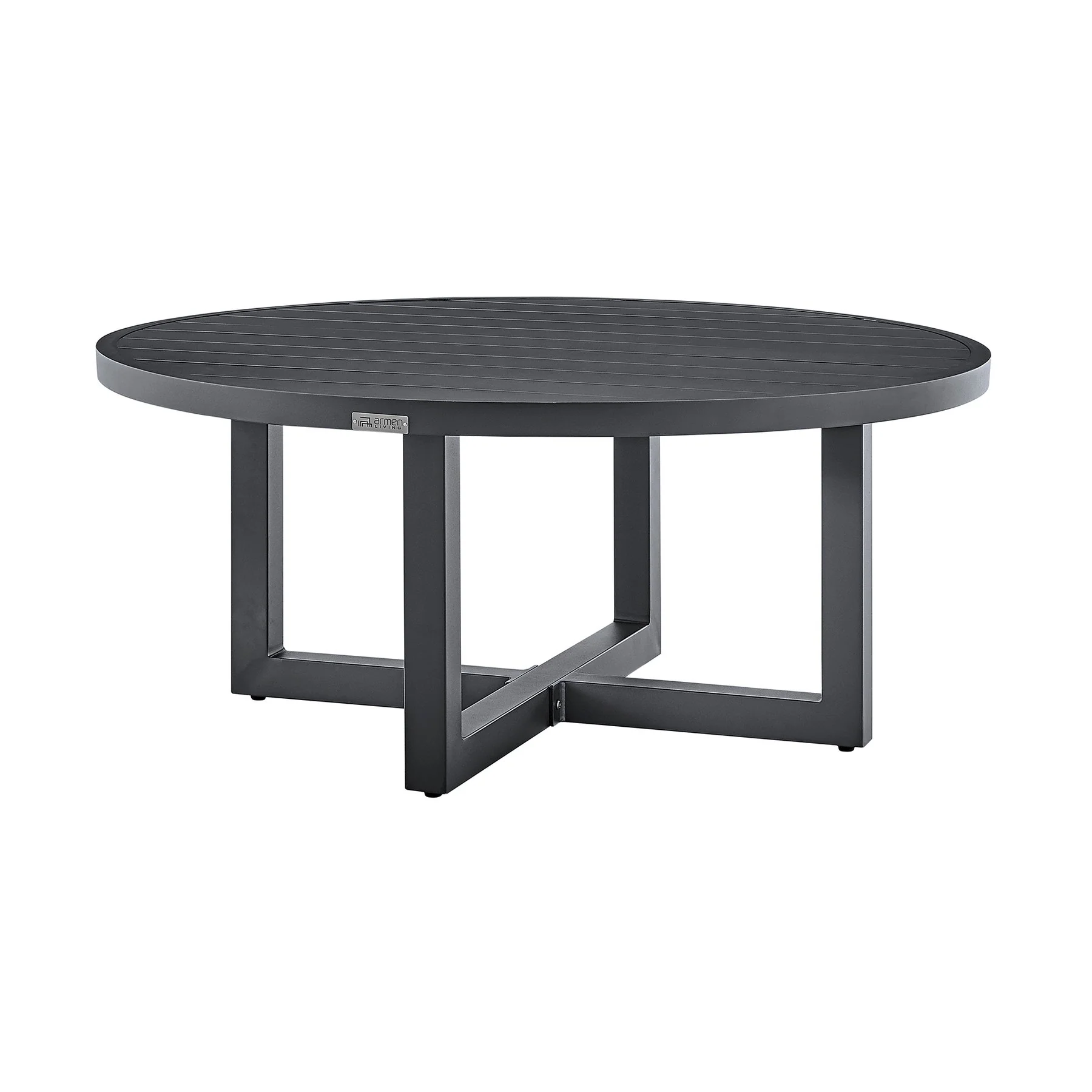 Menorca Outdoor Patio Round Coffee Table in Gray Aluminum - Image 2