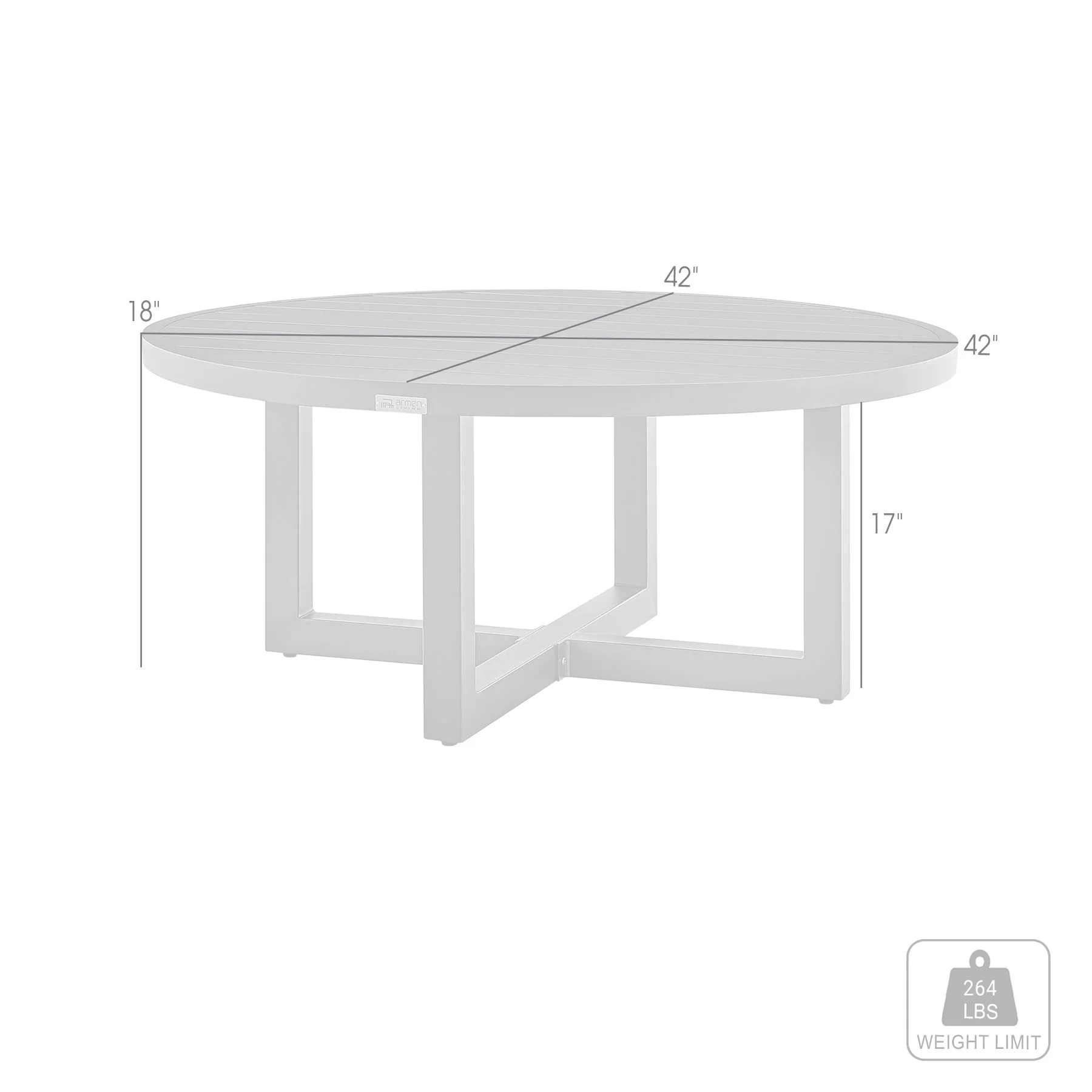Menorca Outdoor Patio Round Coffee Table in Gray Aluminum - Image 6