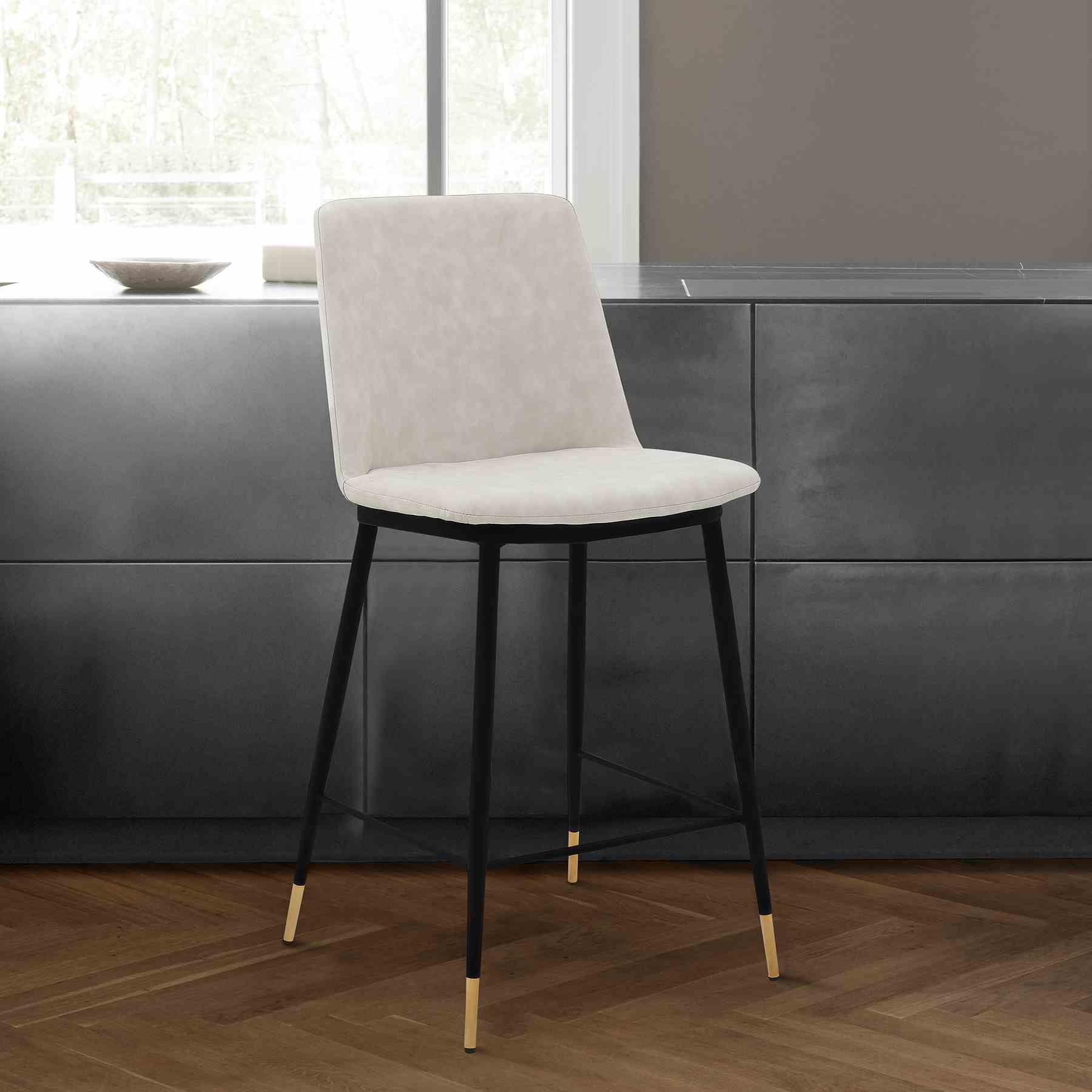 Messina 26" Cream Faux Leather and Metal Counter Height Bar Stool - Image 7