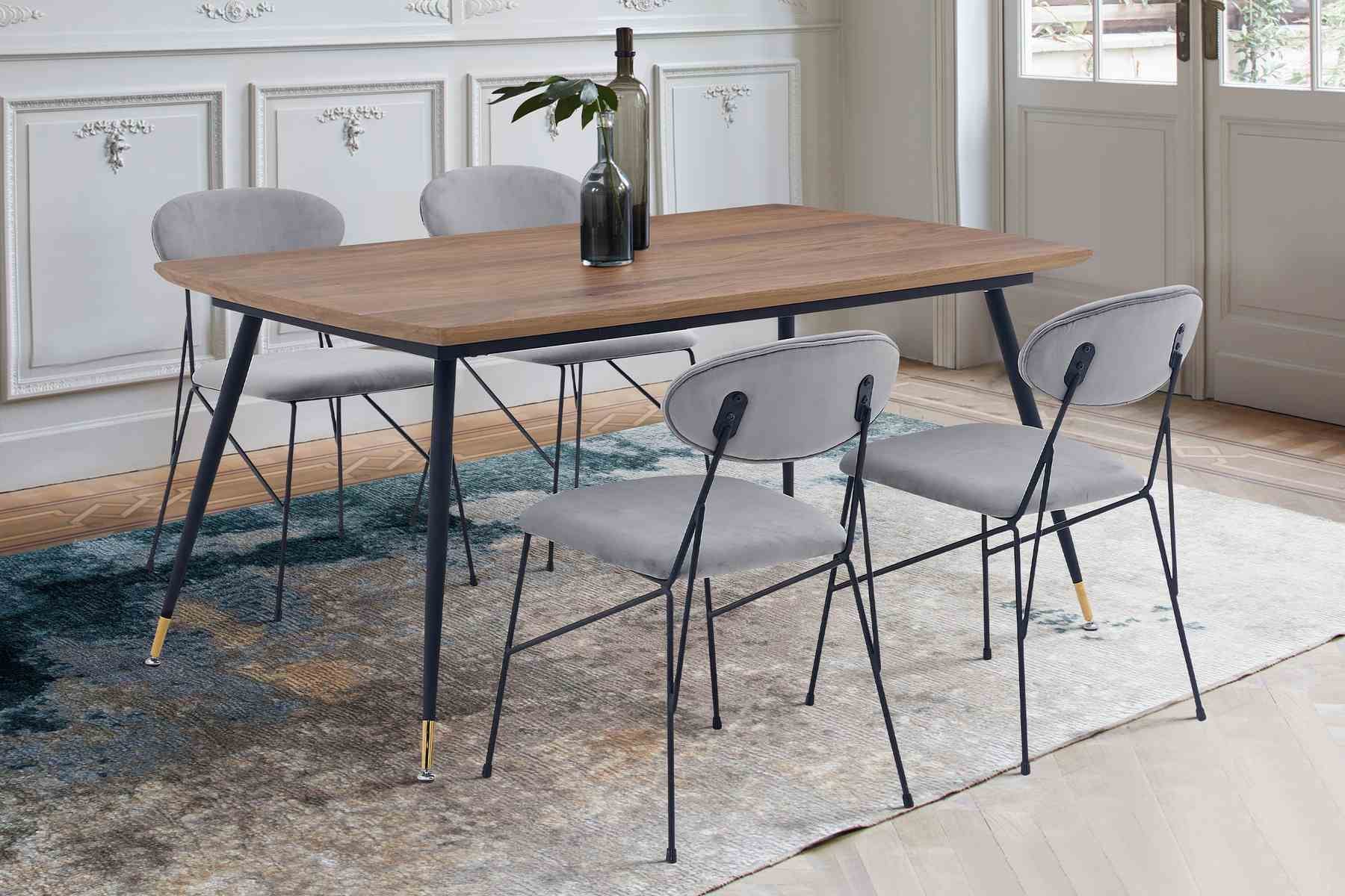 Messina and Alice Gray Velvet 5 Piece Rectangular Dining Set - Image 8