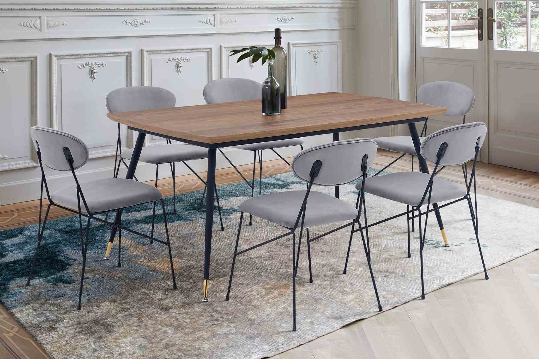 Messina and Alice Gray Velvet 7 Piece Rectangular Dining Set - Image 8