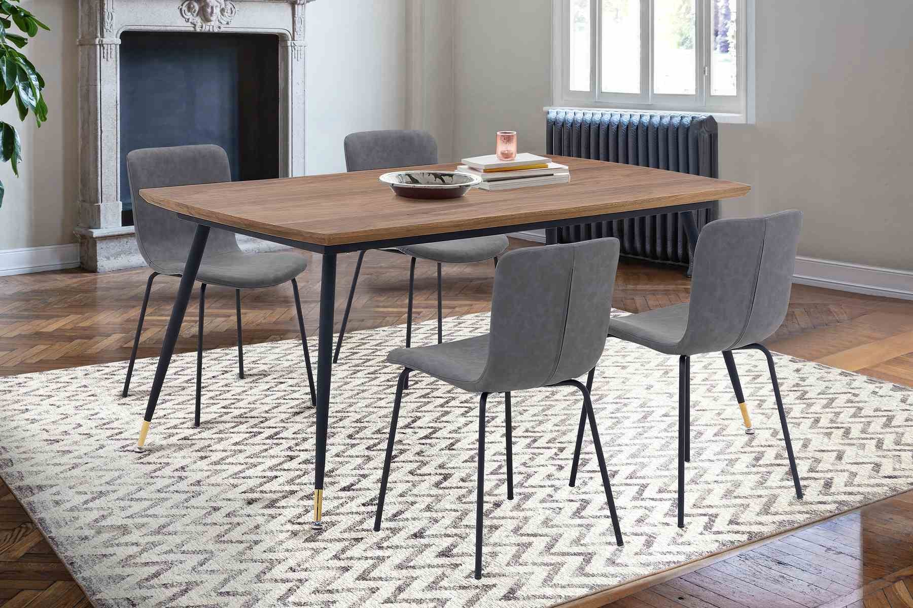 Messina and Gillian Dark Gray Faux Leather 5 Piece Rectangular Dining Set - Image 8