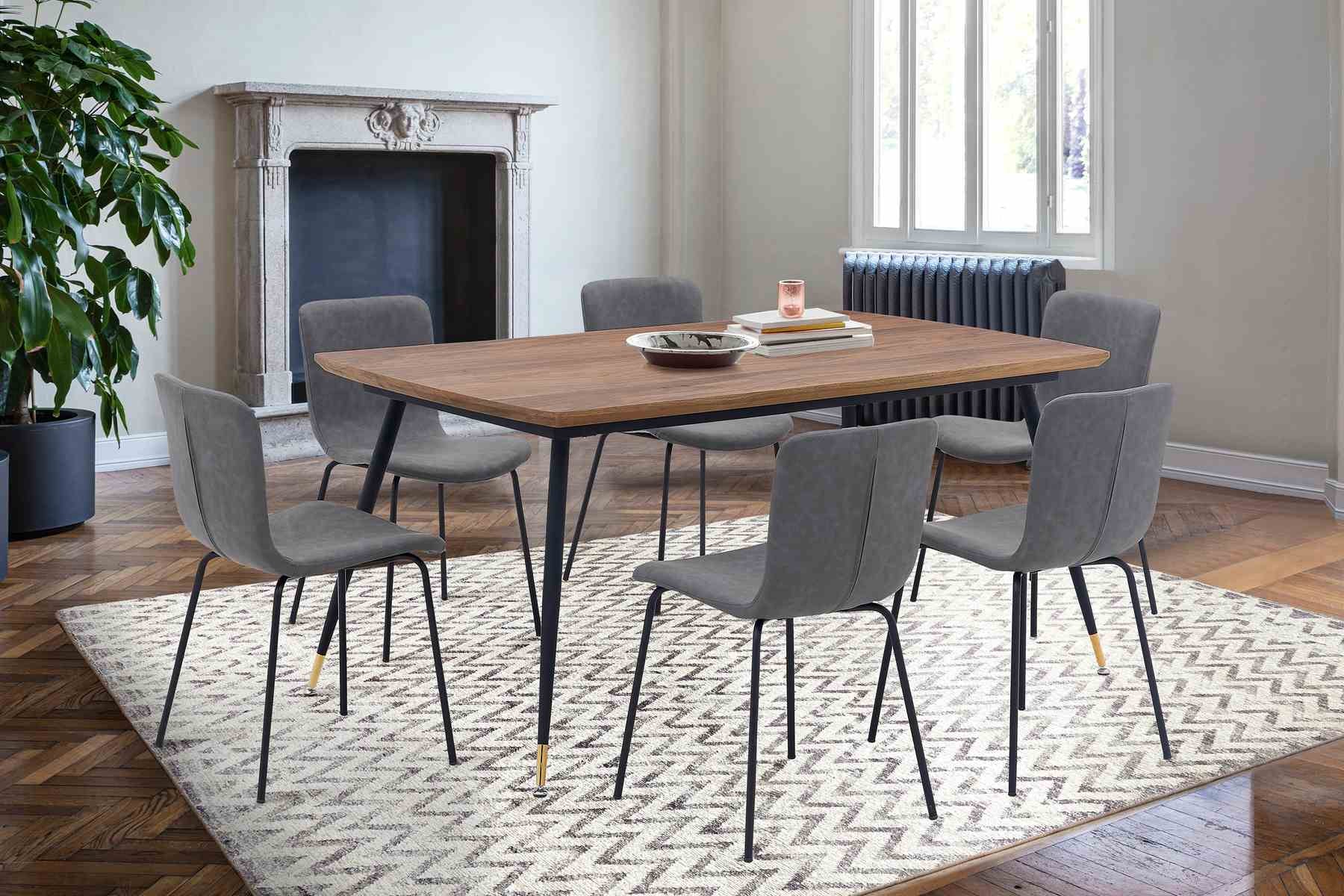 Messina and Gillian Dark Gray Faux Leather 7 Piece Rectangular Dining Set - Image 8