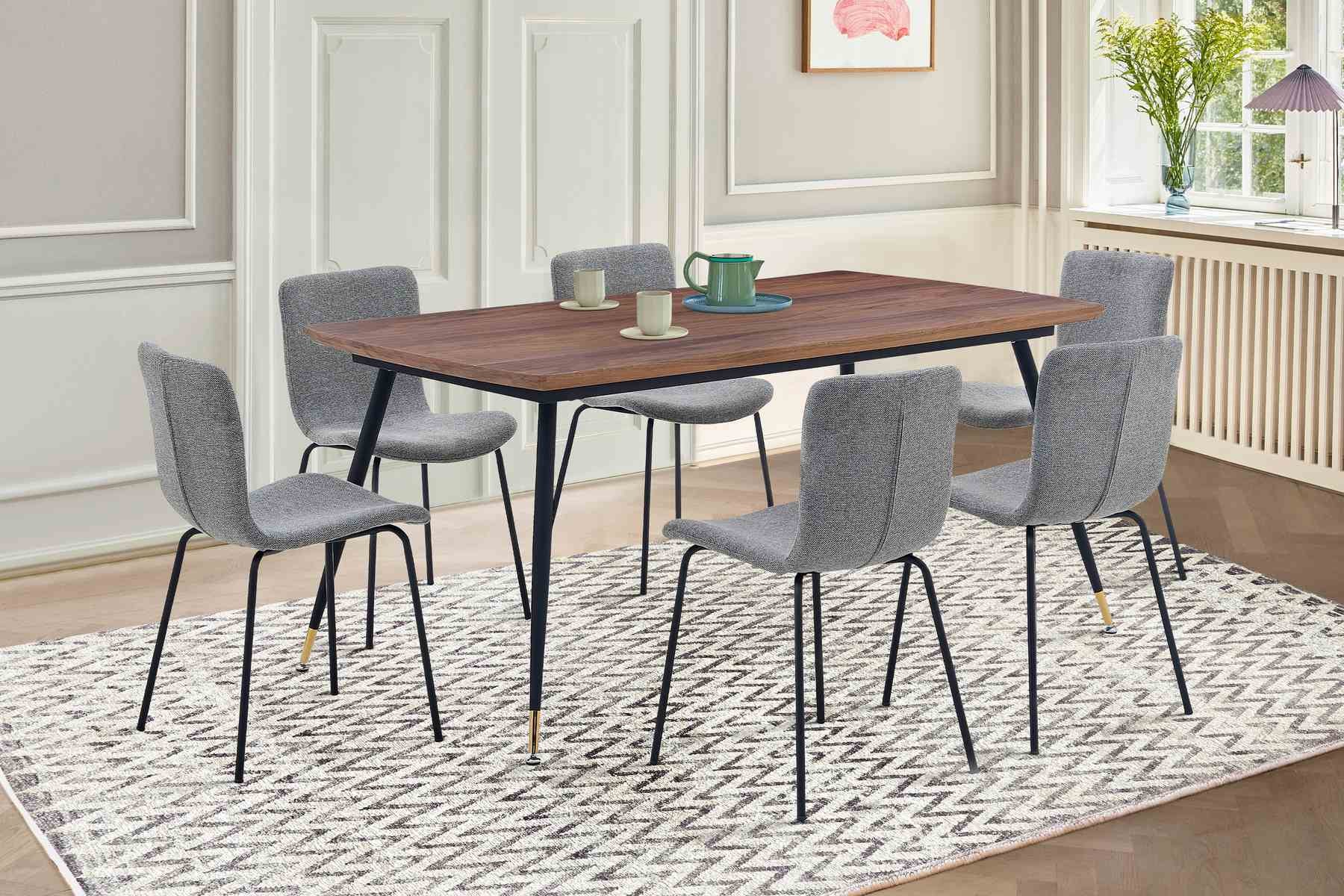 Messina and Gillian Light Gray Fabric 7 Piece Rectangular Dining Set - Image 8