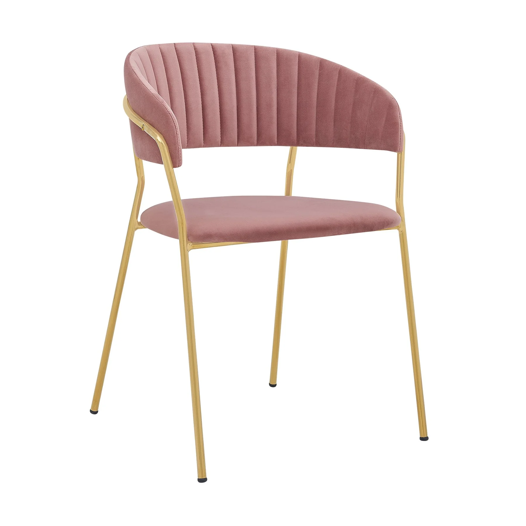 Messina and Nara Pink Velvet 5 Piece Rectangular Dining Set - Image 2