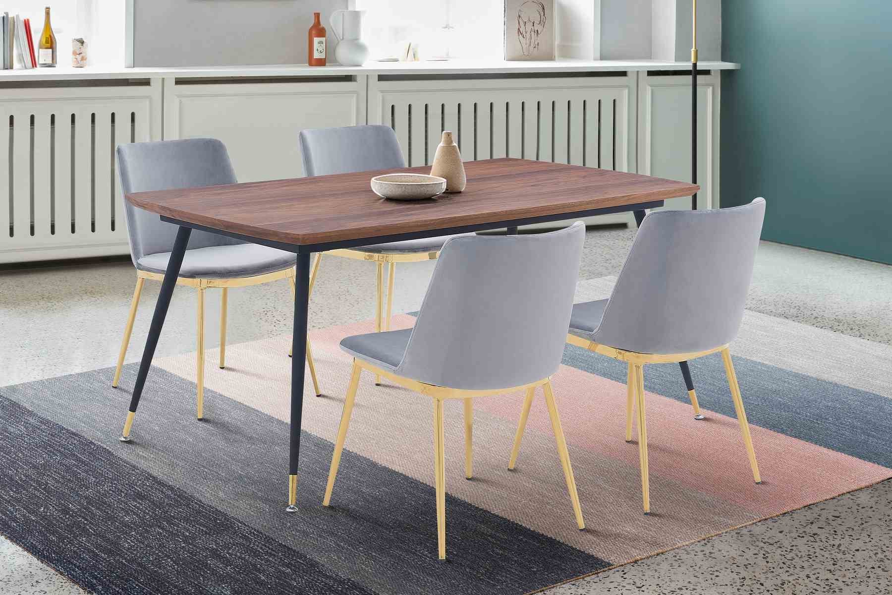 Messina Gray Velvet 5 Piece Rectangular Dining Set - Image 8