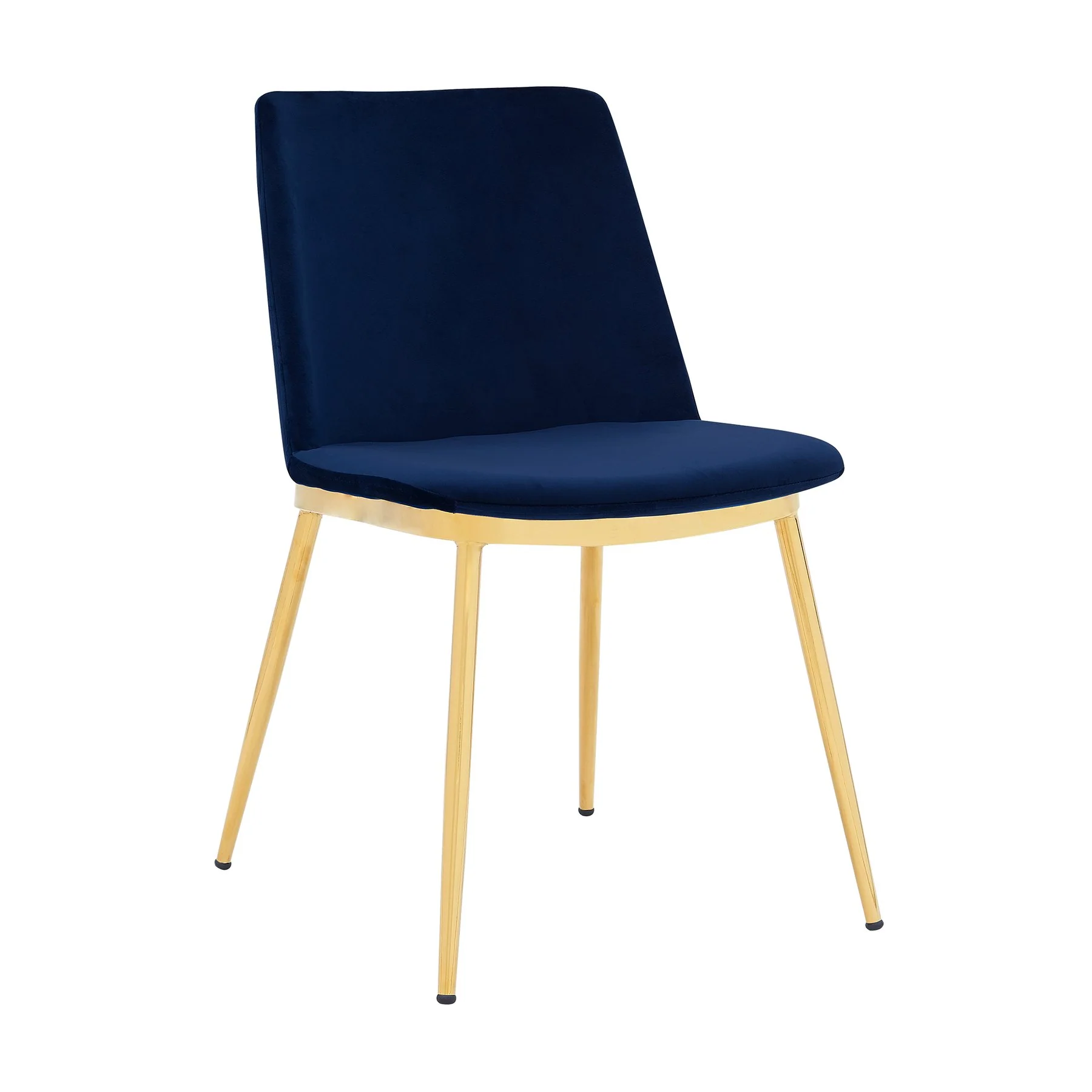 Messina Modern Blue Velvet and Gold Metal Leg Dining Room Chairs - Set of 2 - Image 2