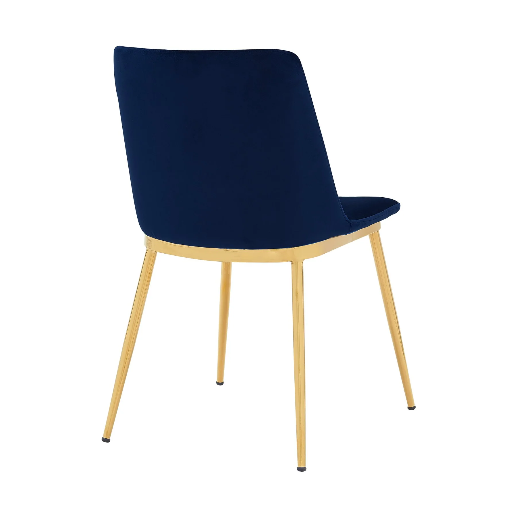 Messina Modern Blue Velvet and Gold Metal Leg Dining Room Chairs - Set of 2 - Image 4