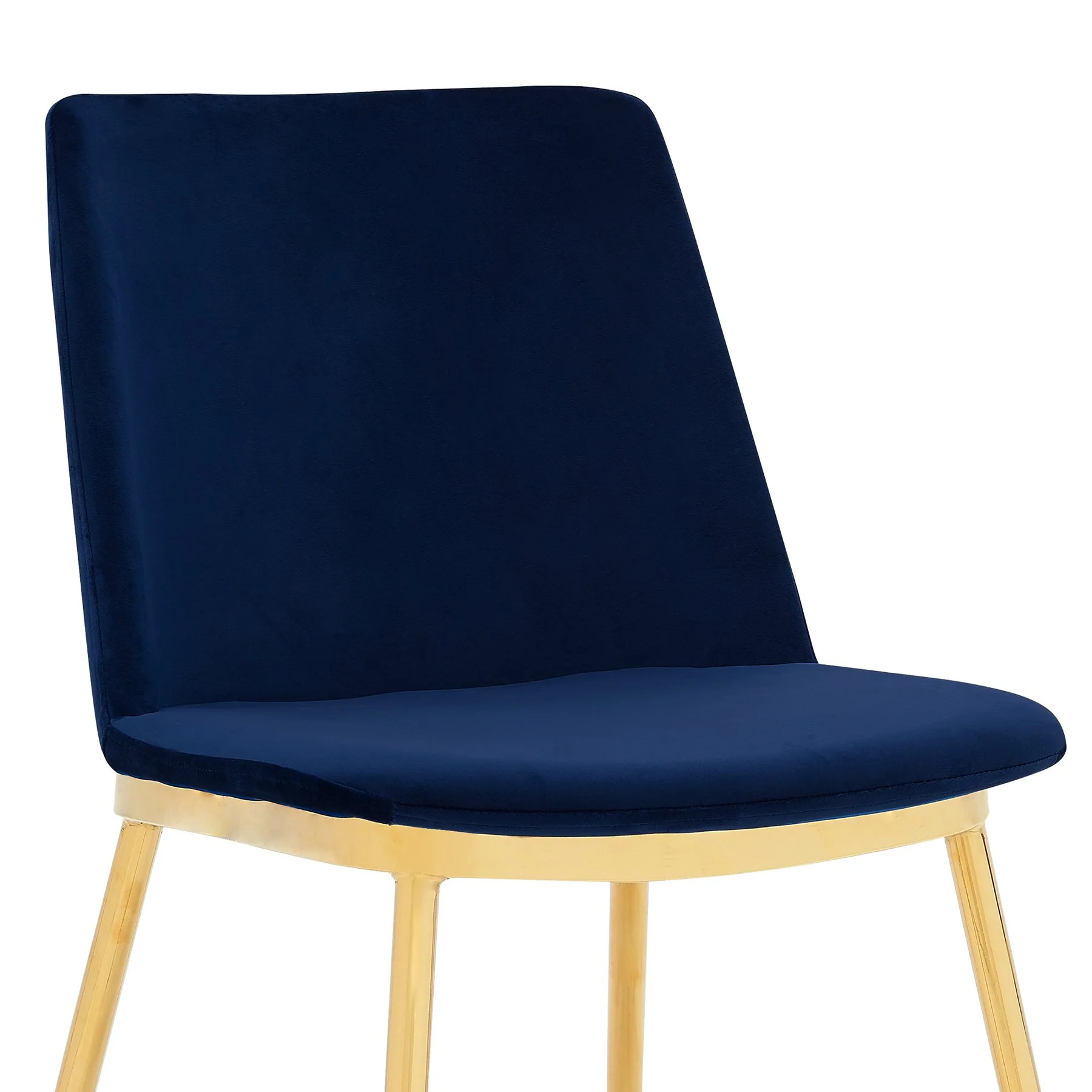 Messina Modern Blue Velvet and Gold Metal Leg Dining Room Chairs - Set of 2 - Image 5