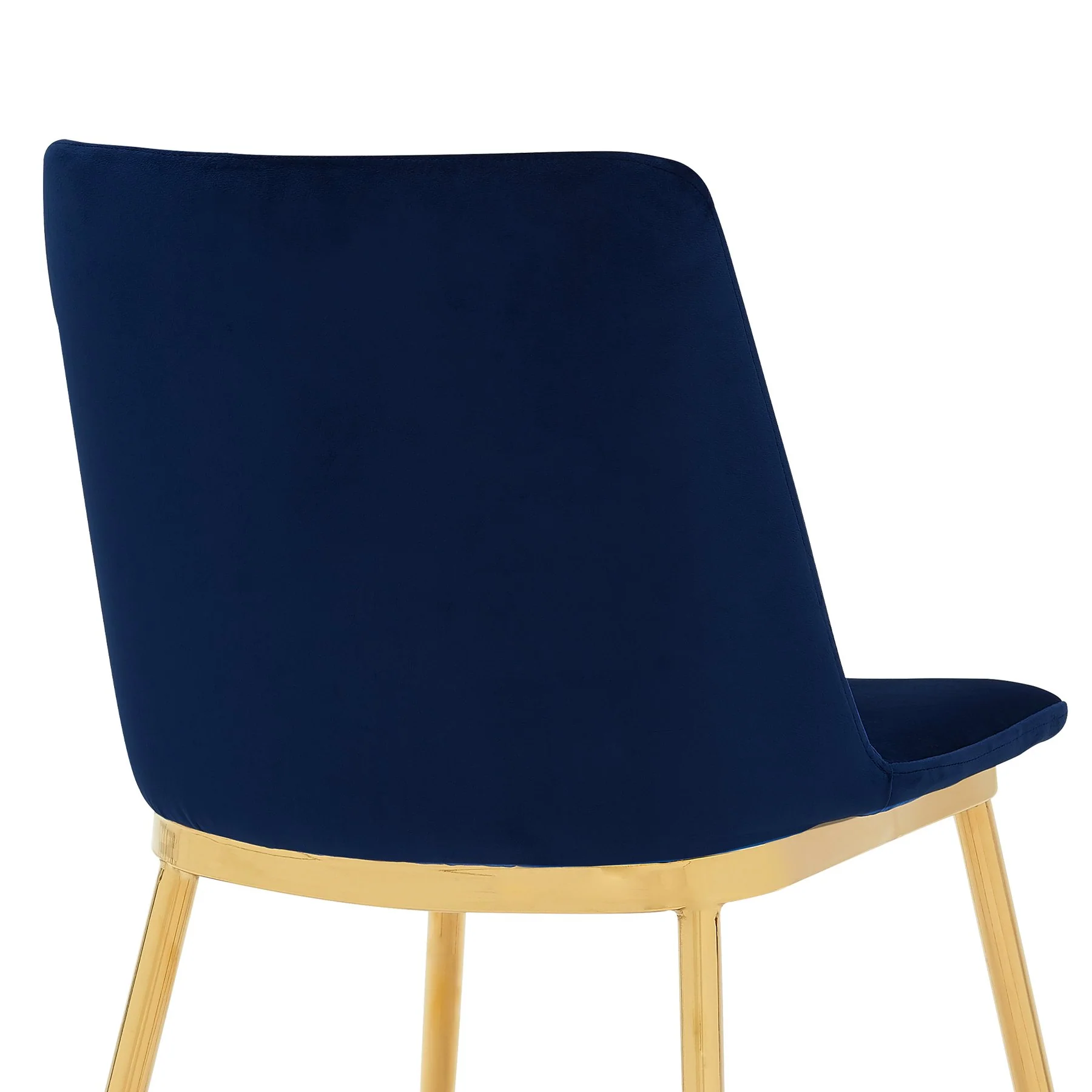 Messina Modern Blue Velvet and Gold Metal Leg Dining Room Chairs - Set of 2 - Image 6