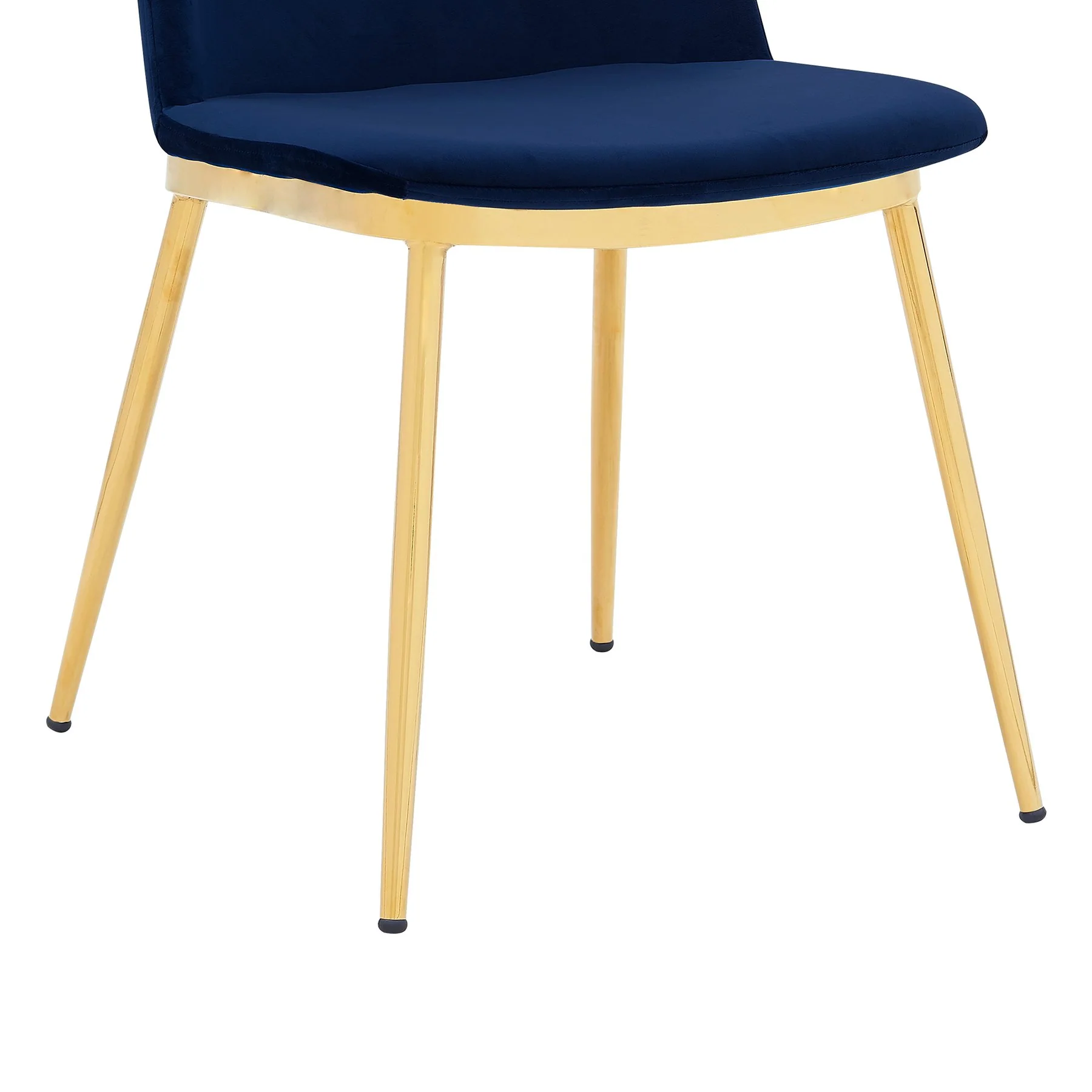Messina Modern Blue Velvet and Gold Metal Leg Dining Room Chairs - Set of 2 - Image 7