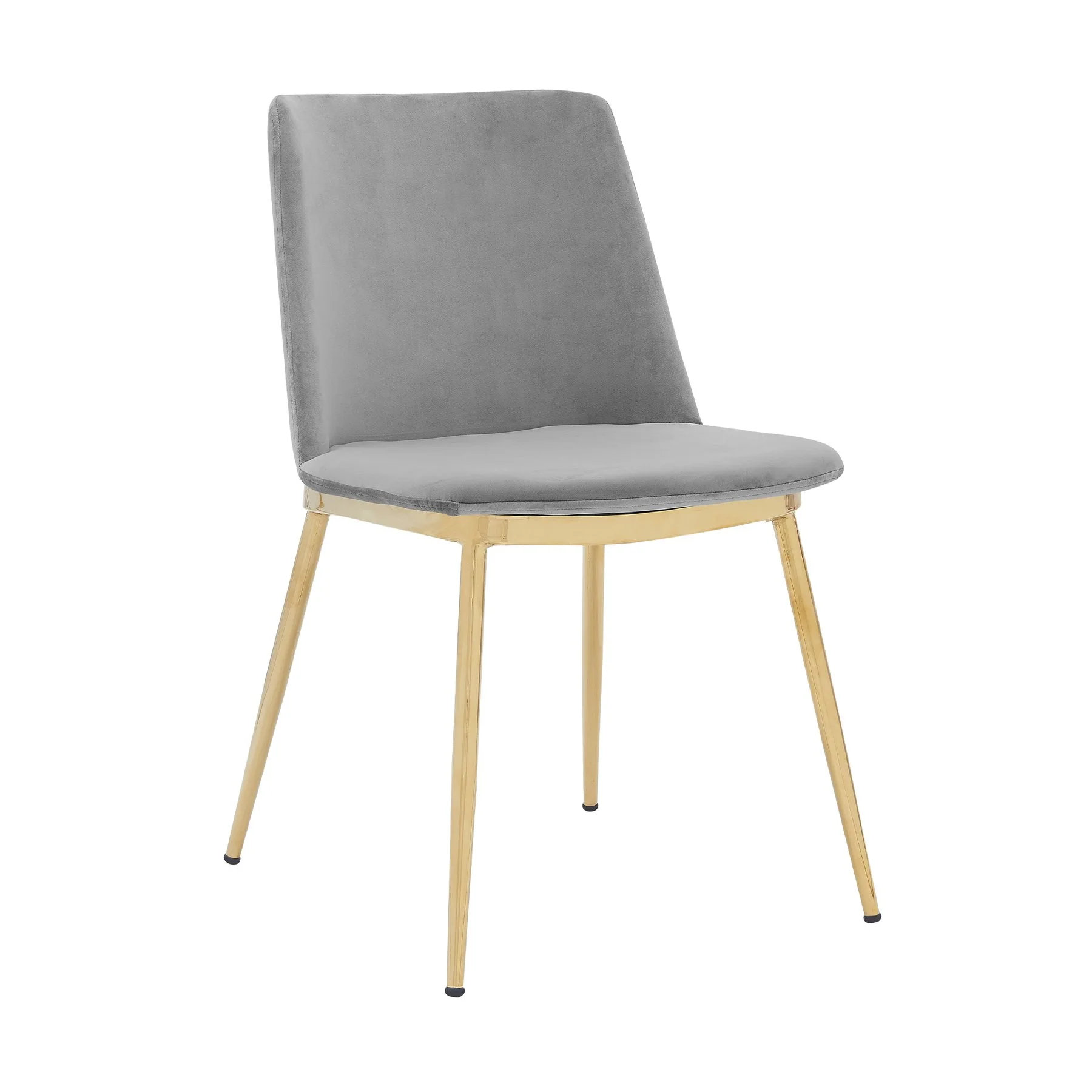 Messina Modern Gray Velvet and Gold Metal Leg Dining Room Chairs - Set of 2 - Image 2