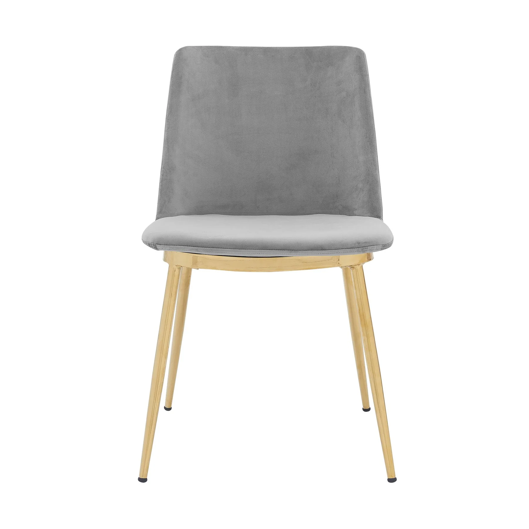 Messina Modern Gray Velvet and Gold Metal Leg Dining Room Chairs - Set of 2 - Image 3