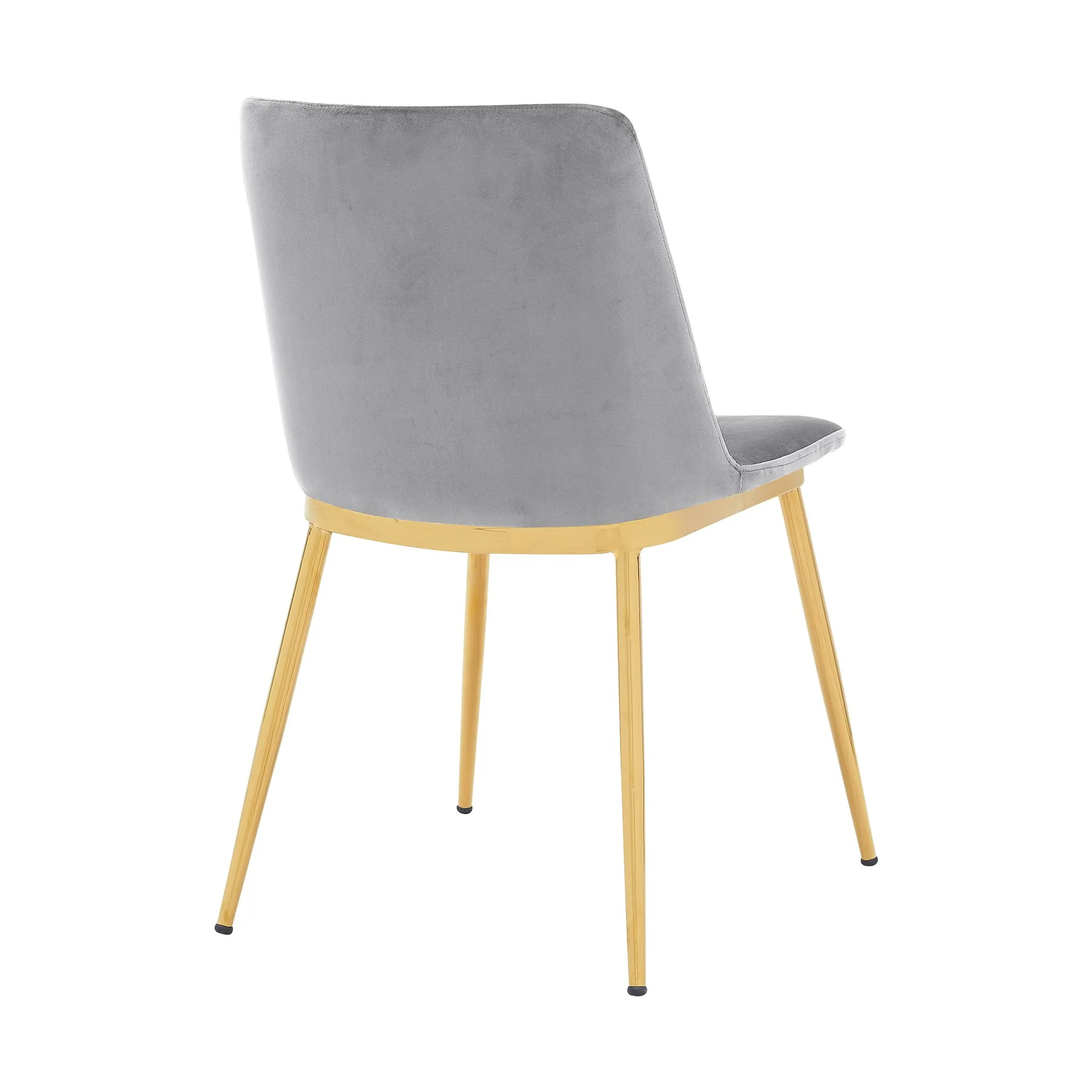 Messina Modern Gray Velvet and Gold Metal Leg Dining Room Chairs - Set of 2 - Image 4