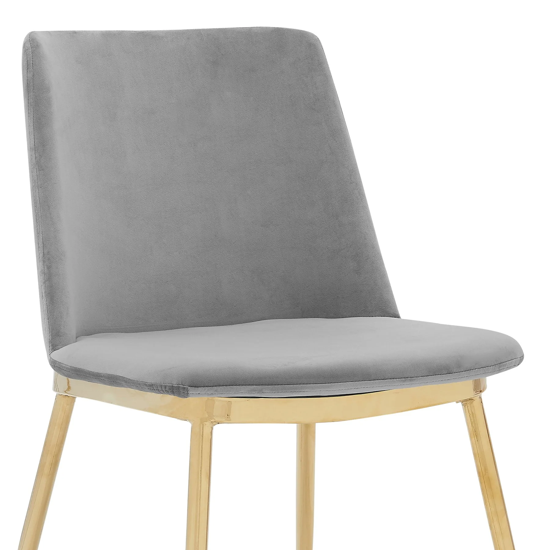 Messina Modern Gray Velvet and Gold Metal Leg Dining Room Chairs - Set of 2 - Image 5