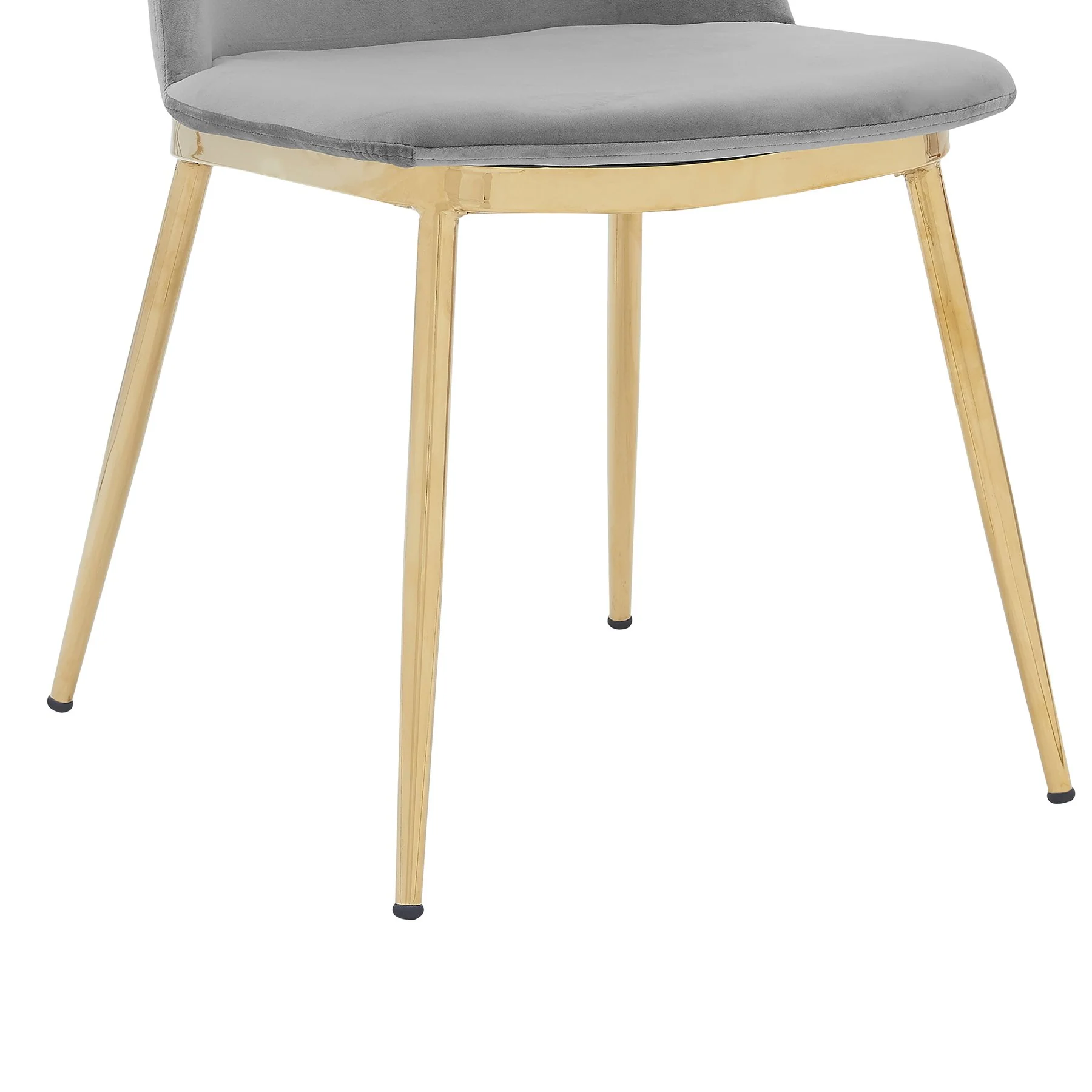 Messina Modern Gray Velvet and Gold Metal Leg Dining Room Chairs - Set of 2 - Image 7