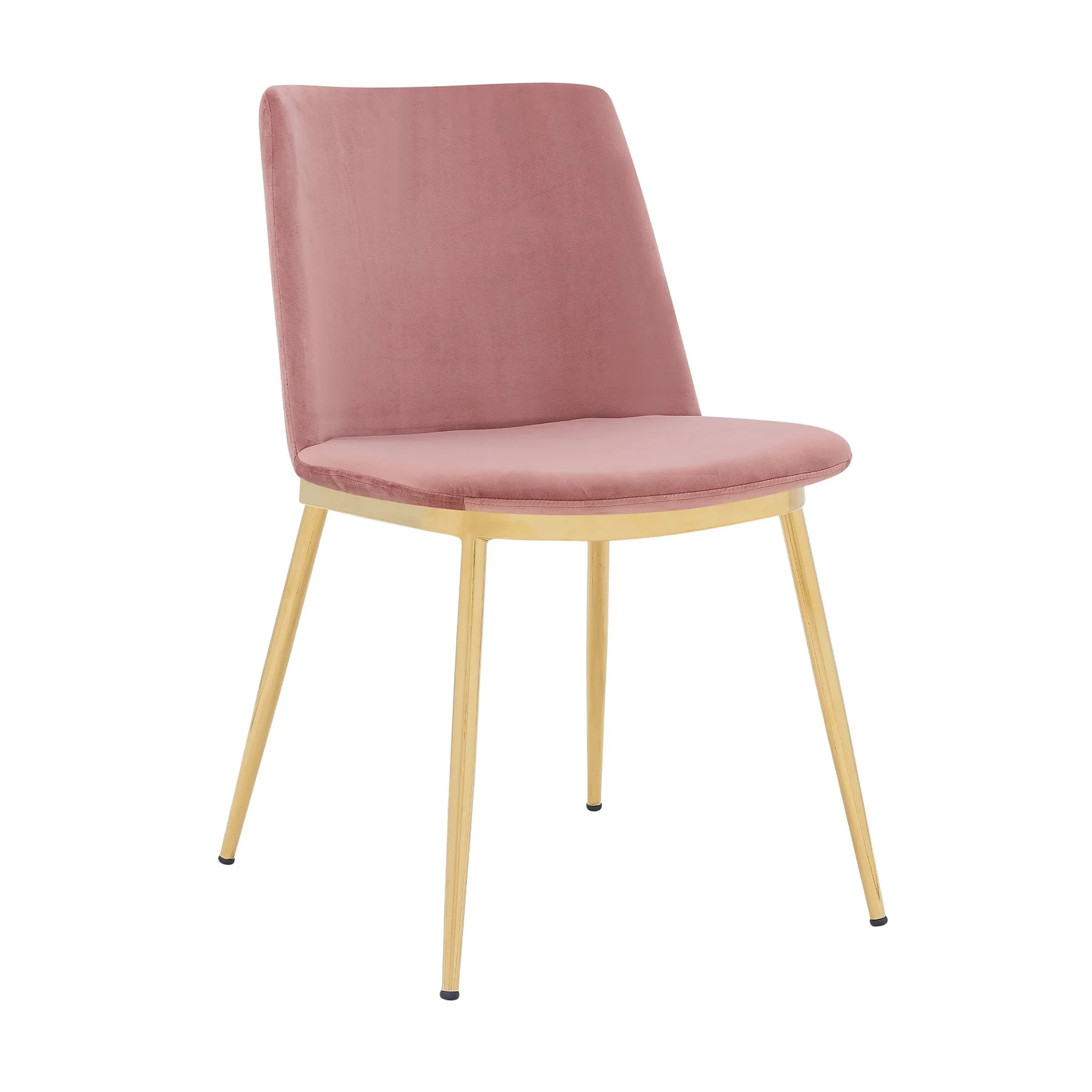 Messina Modern Pink Velvet and Gold Metal Leg Dining Room Chairs - Set of 2 - Image 2