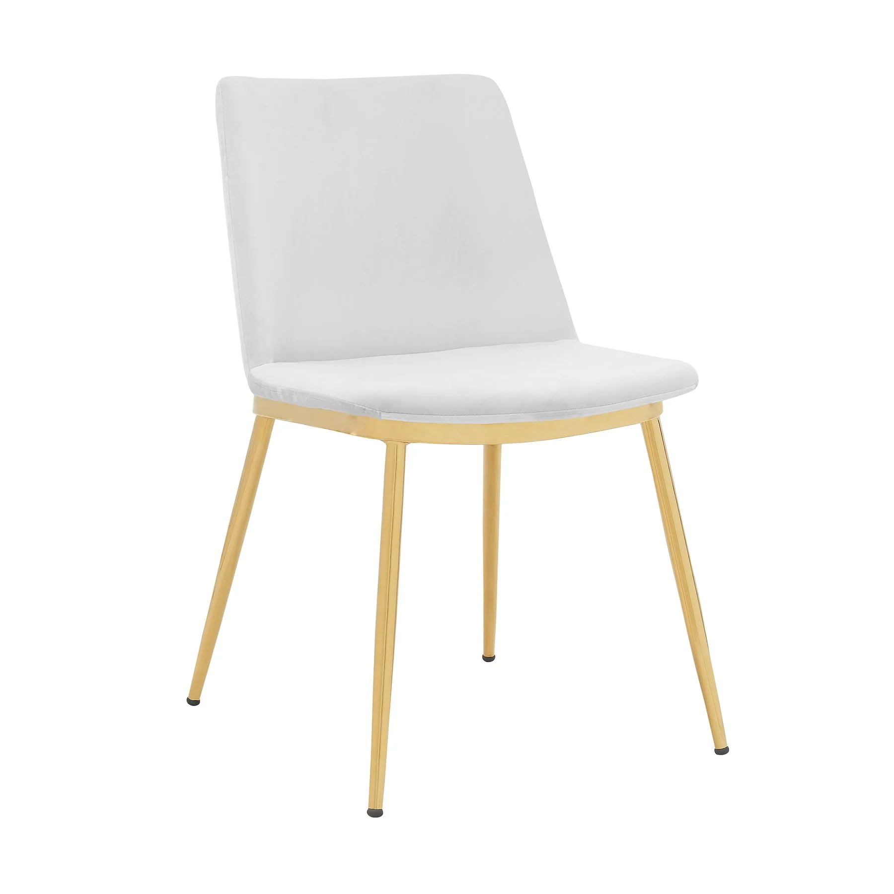 Messina Modern White Velvet and Gold Metal Leg Dining Room Chairs - Set of 2 - Image 2